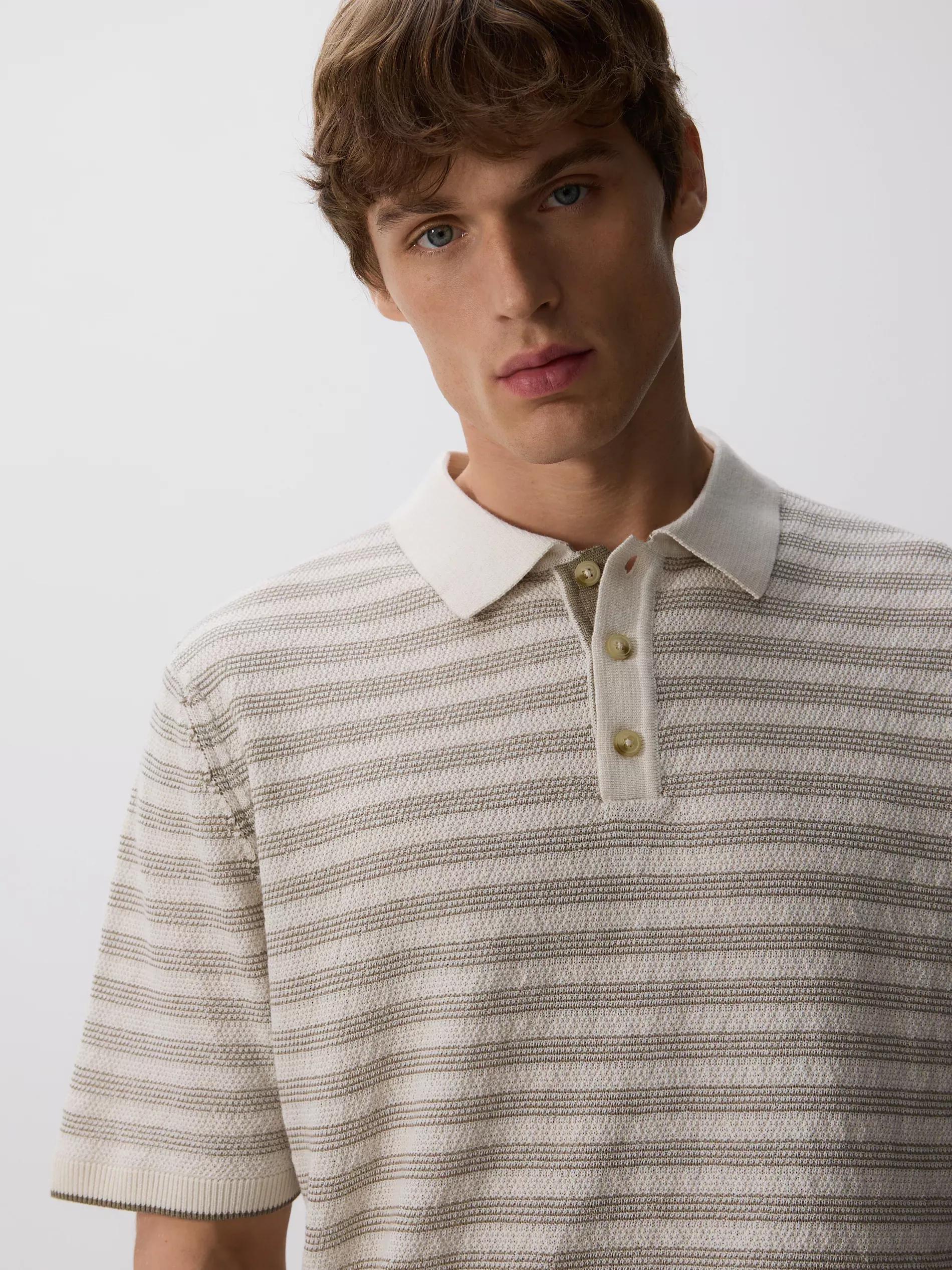 BEIGE Stripe polo jumper, Beige, large image number 4