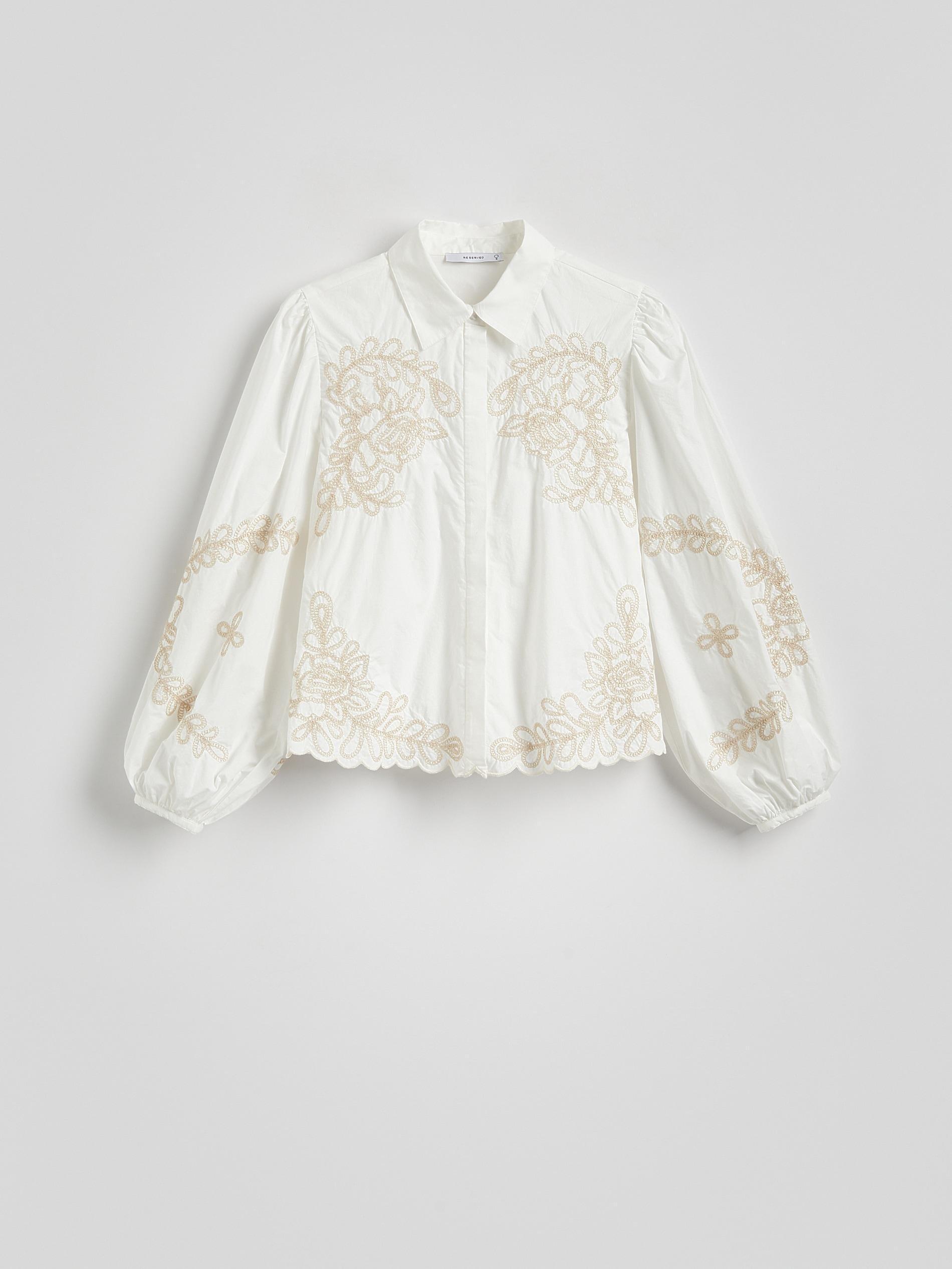 White Embroidered Cotton Shirt, , large image number 5