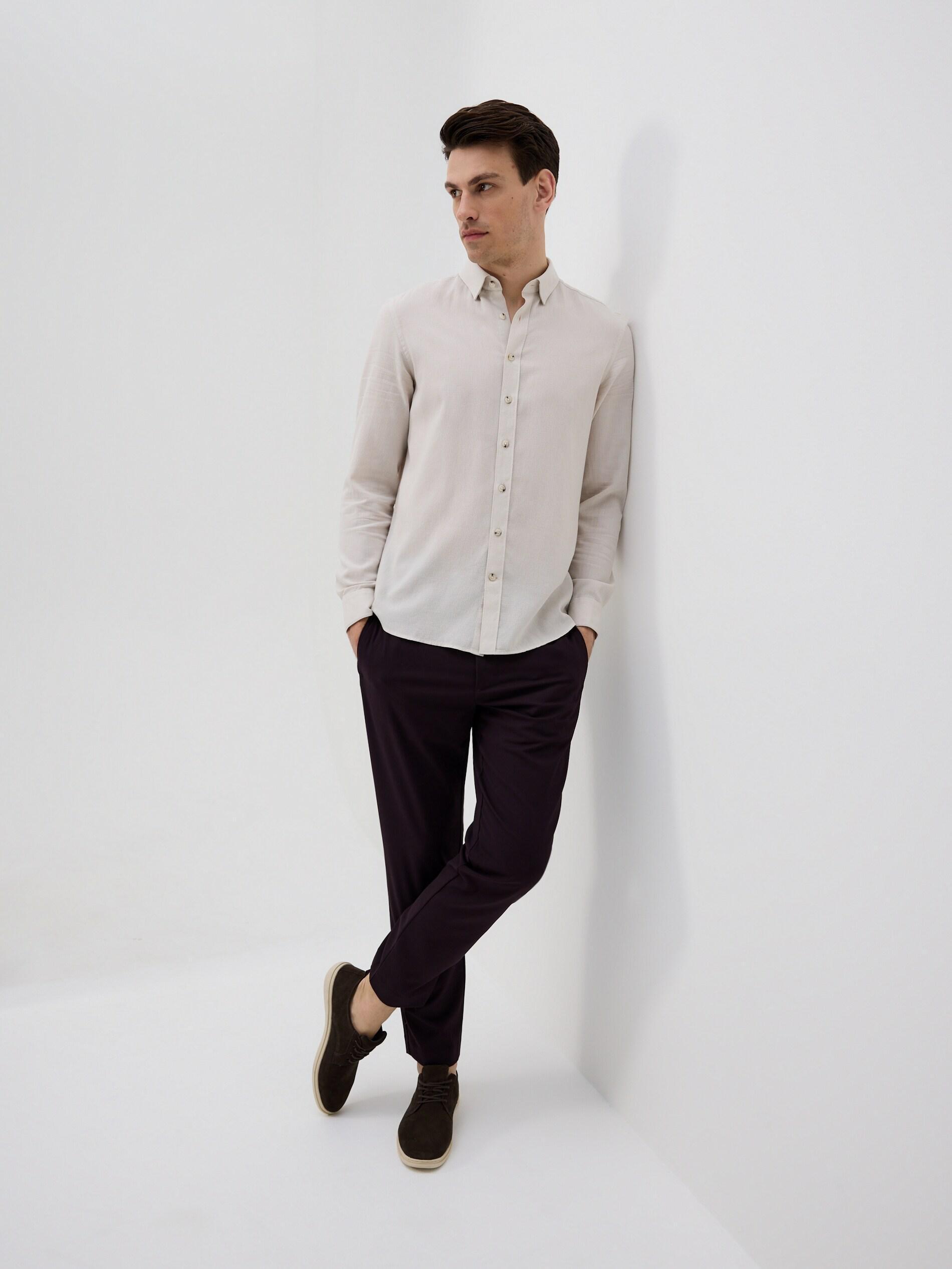 BEIGE Slim fit Egyptian cotton shirt, Beige, large image number 2