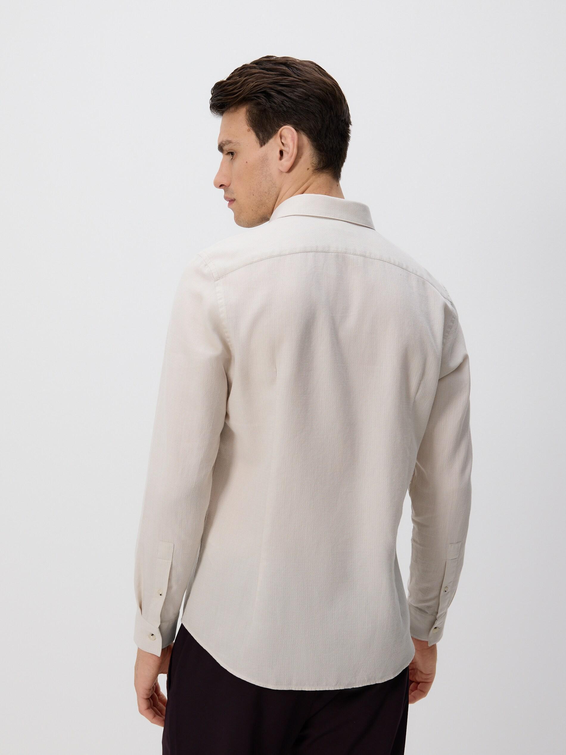 BEIGE Slim fit Egyptian cotton shirt, Beige, large image number 4