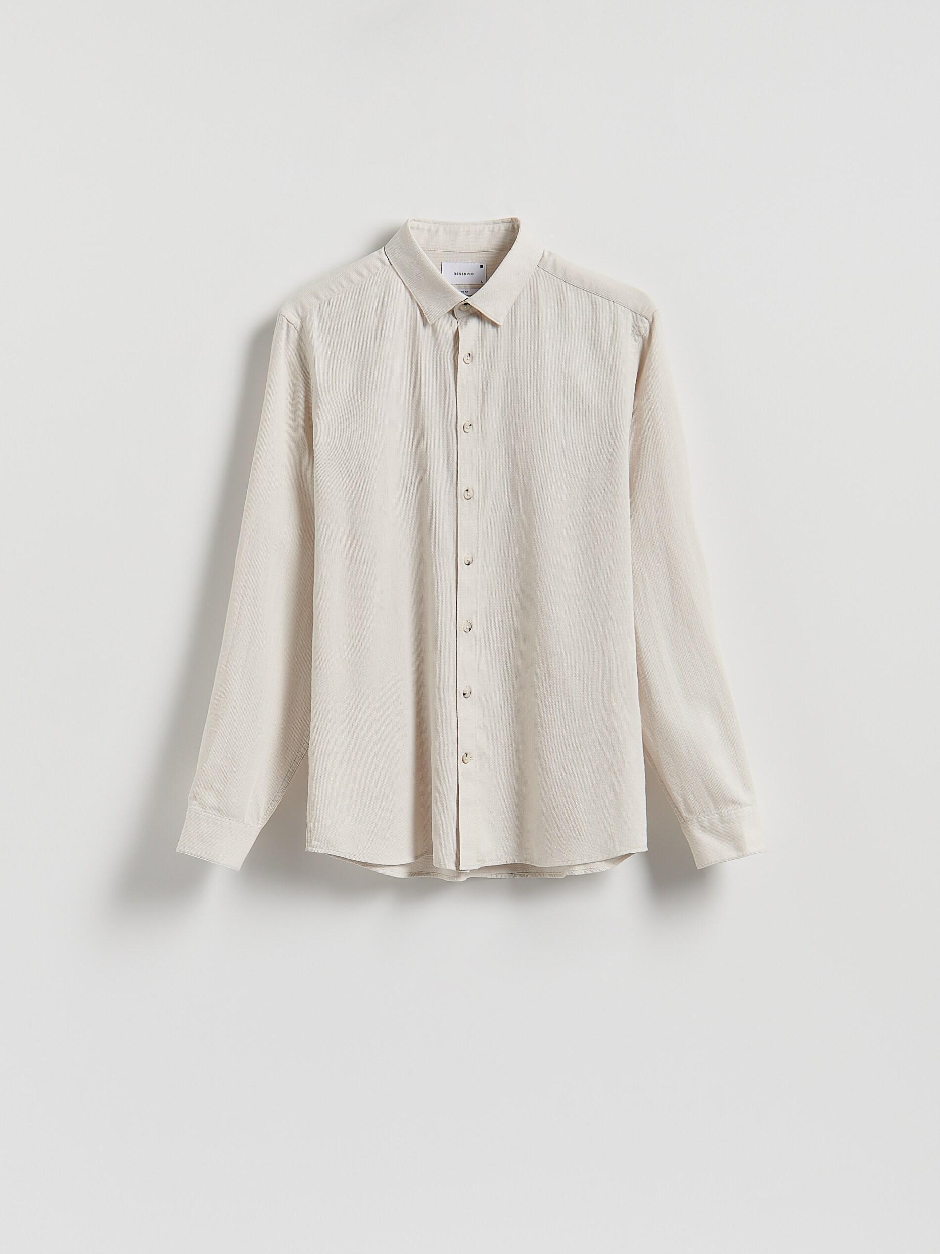 BEIGE Slim fit Egyptian cotton shirt, Beige, large image number 5