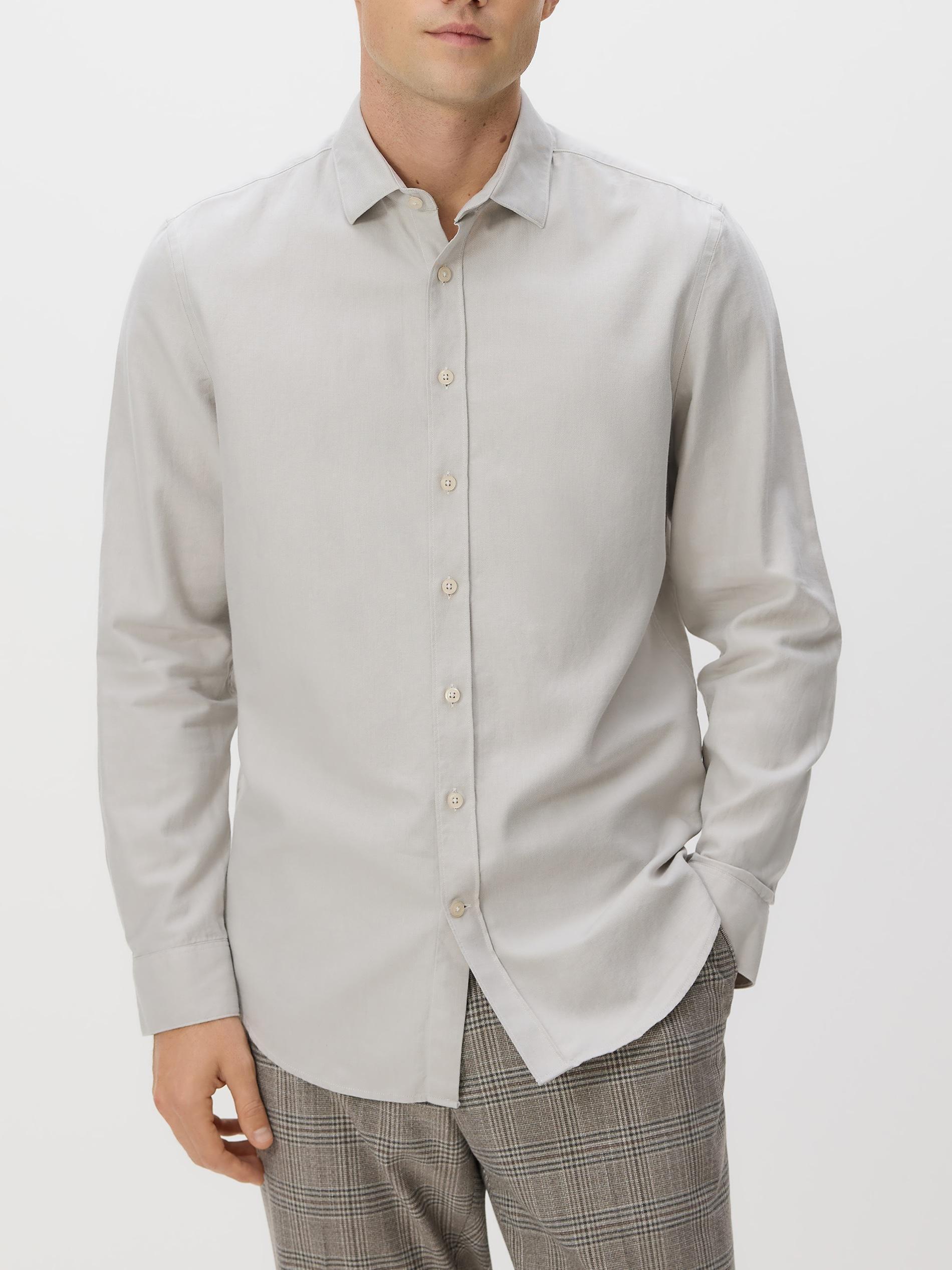 Grey Slim Fit Egyptian Cotton Shirt, Light grey, large image number 0