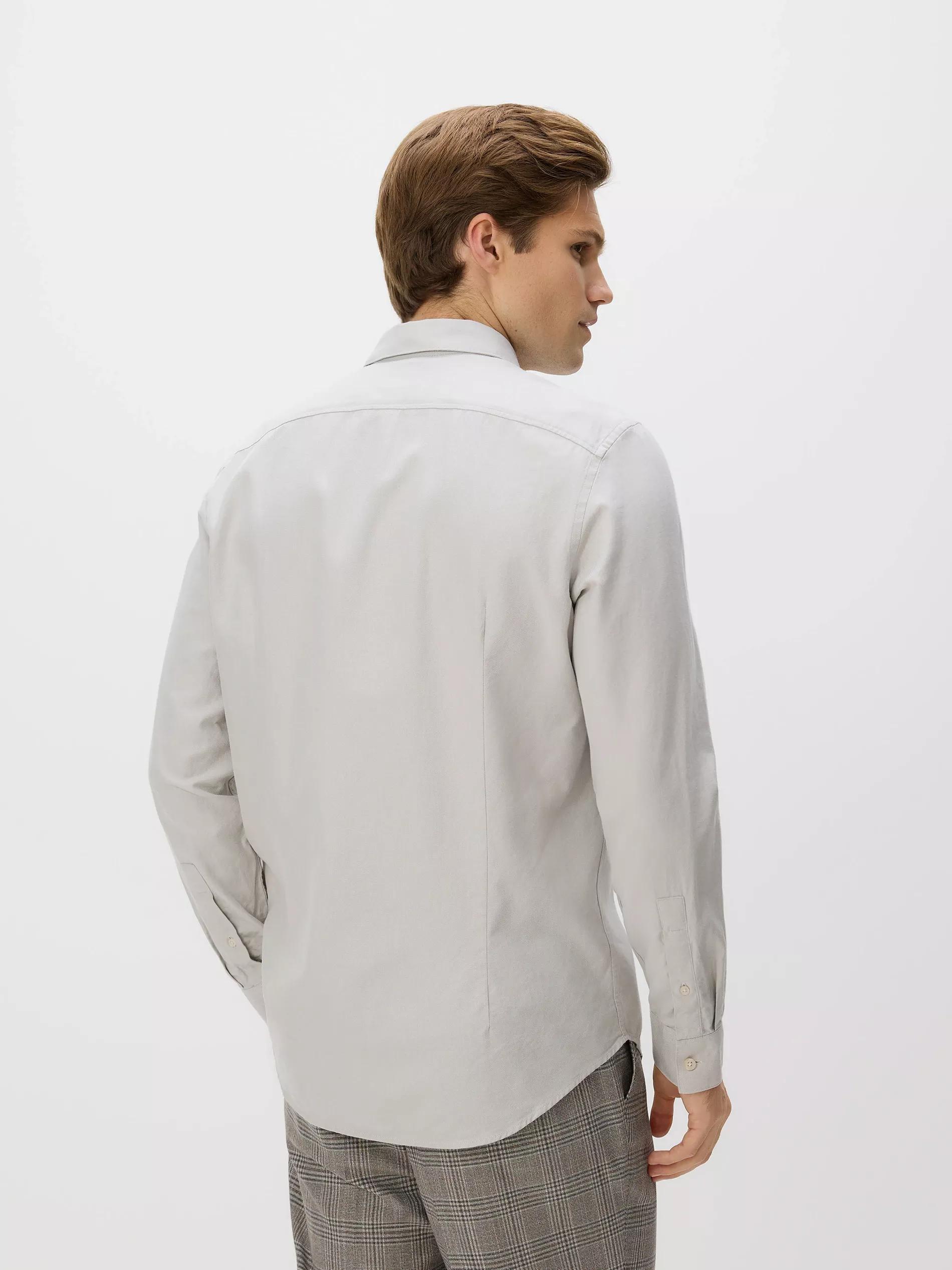 Grey Slim Fit Egyptian Cotton Shirt, Light grey, large image number 3