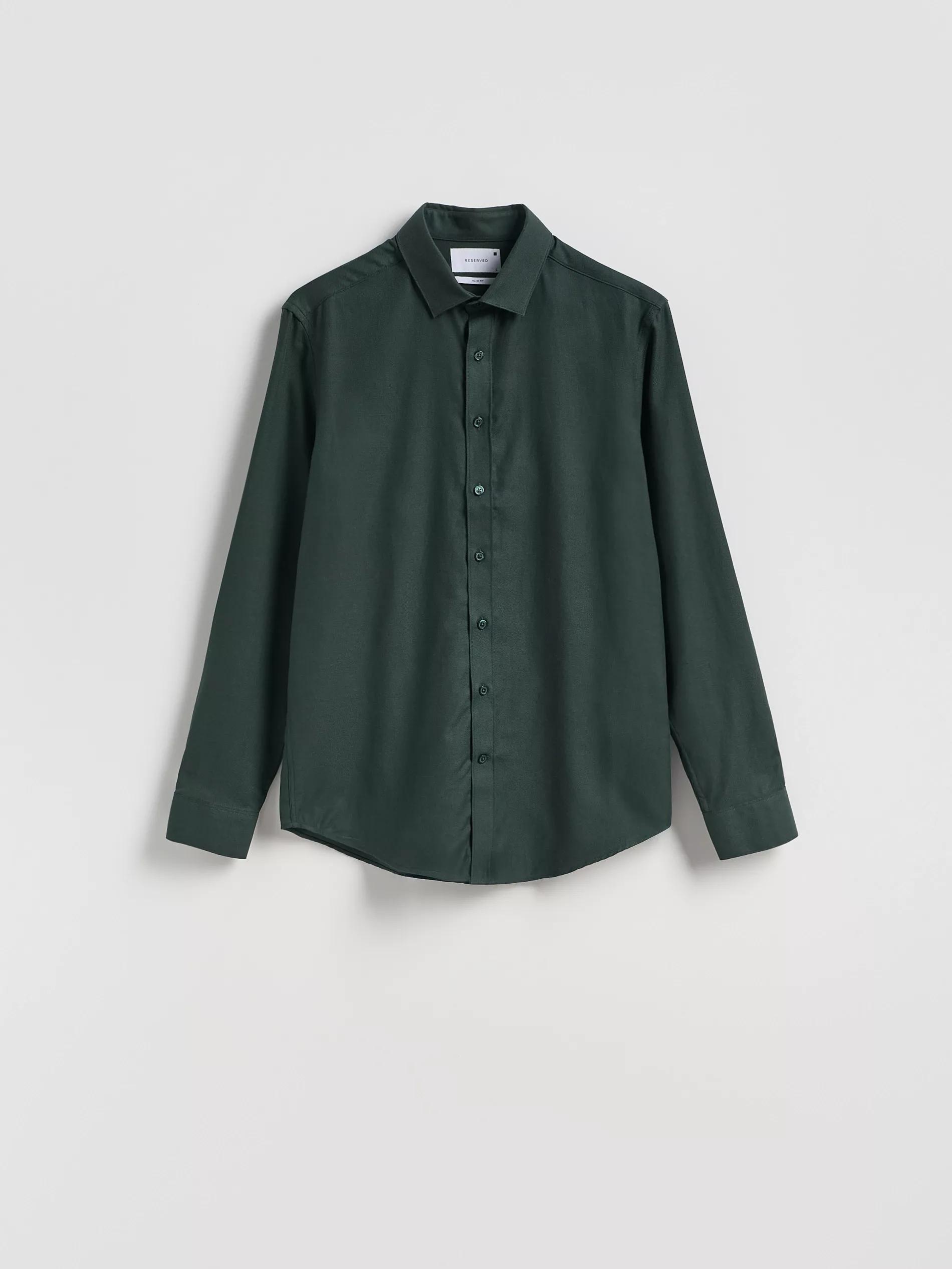 DARK GREEN Slim fit Egyptian cotton shirt, Khaki, large image number 4