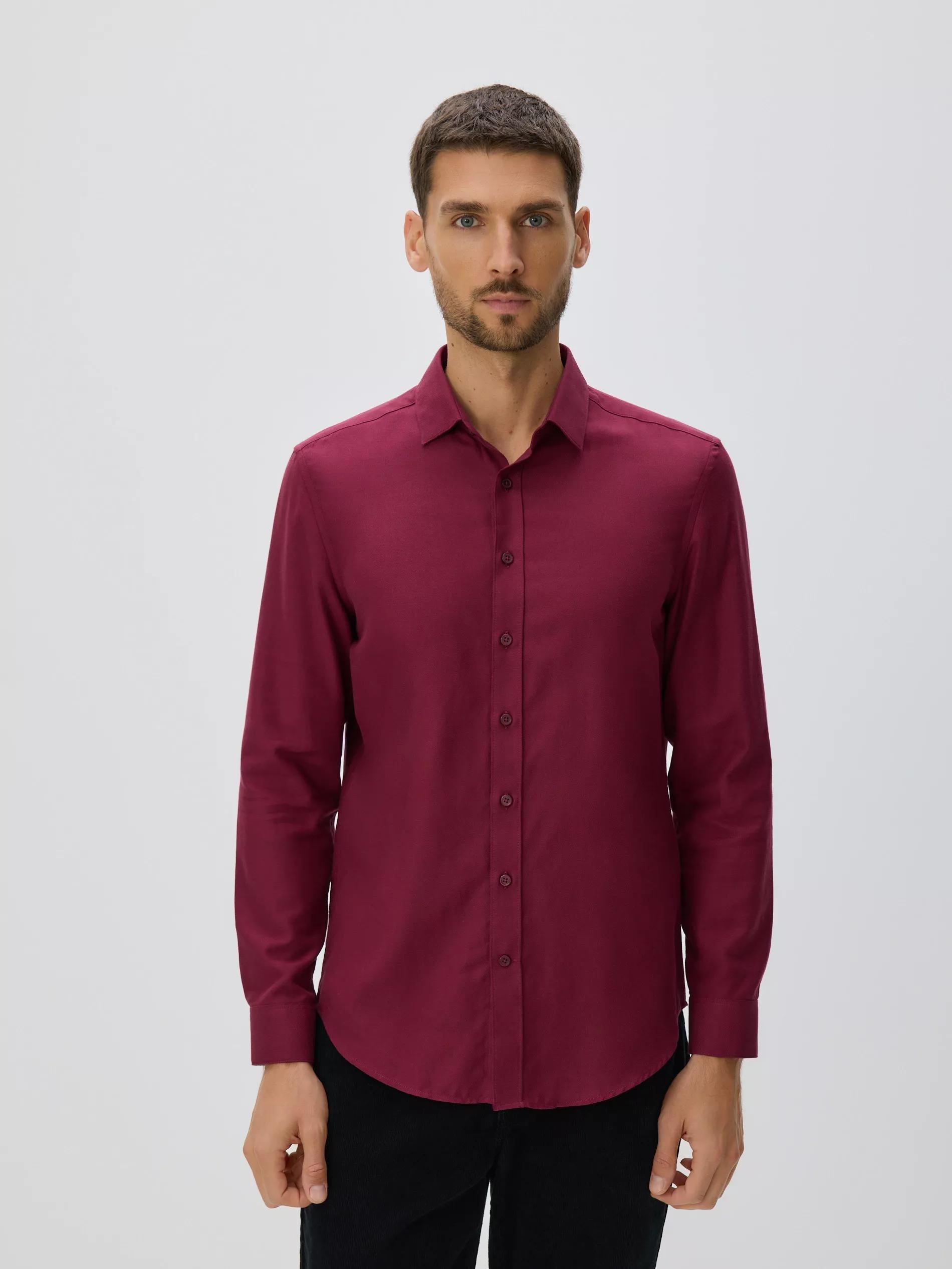 MAROON Slim fit Egyptian cotton shirt, Burgundy, large image number 0