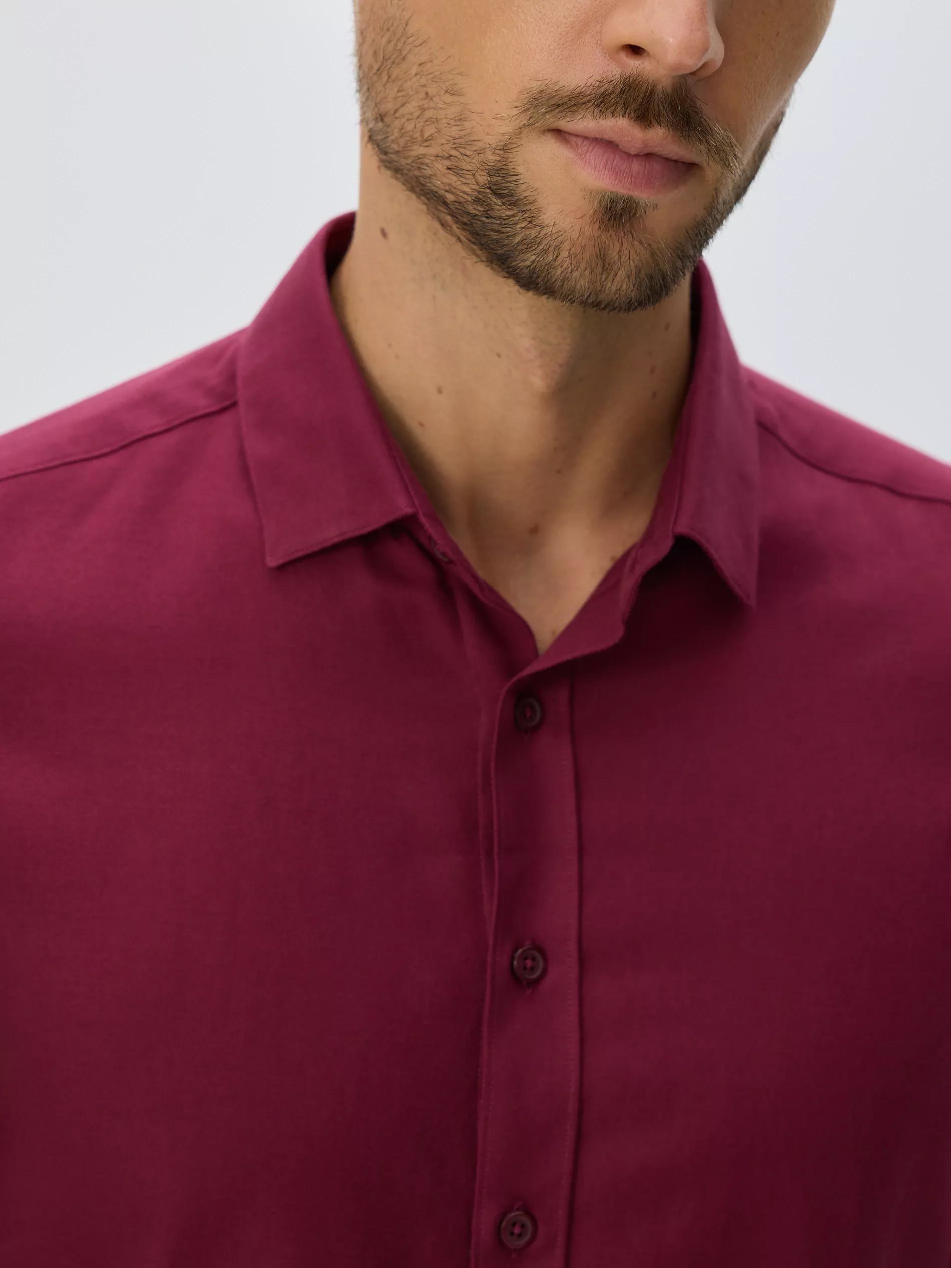 MAROON Slim fit Egyptian cotton shirt, Burgundy, large image number 1