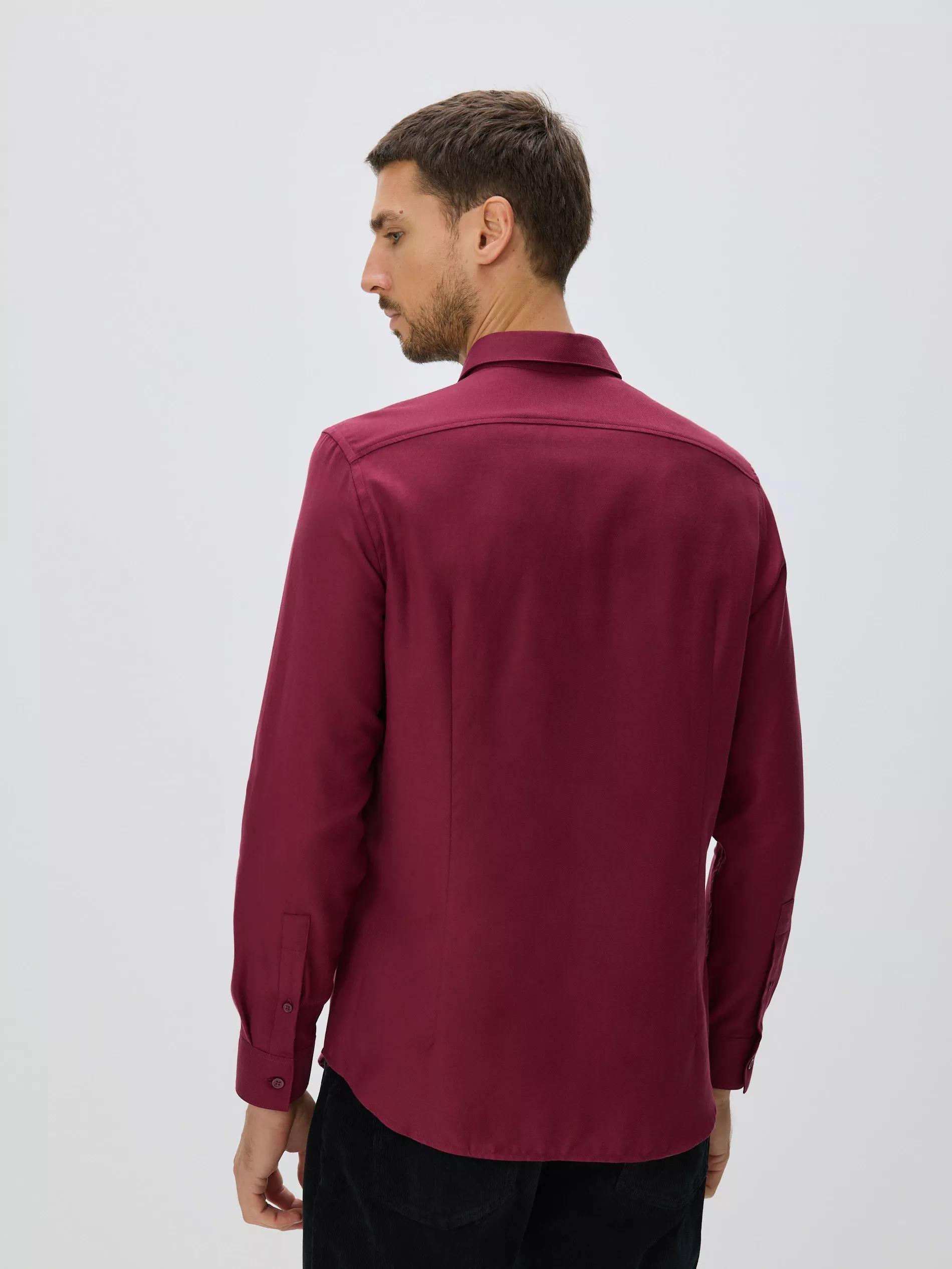 MAROON Slim fit Egyptian cotton shirt, Burgundy, large image number 2