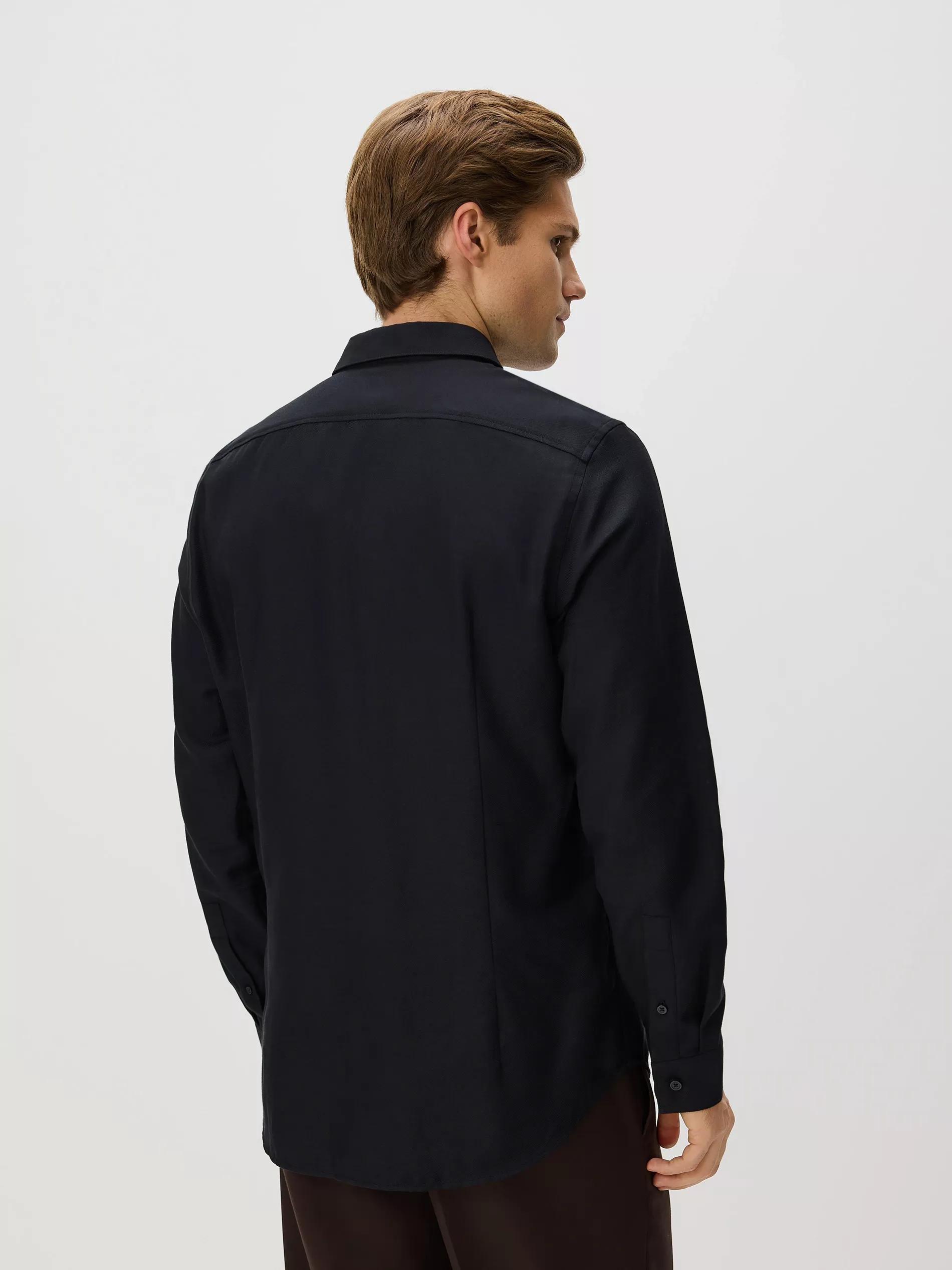 Black Slim Fit Egyptian Cotton Shirt, Black, large image number 2