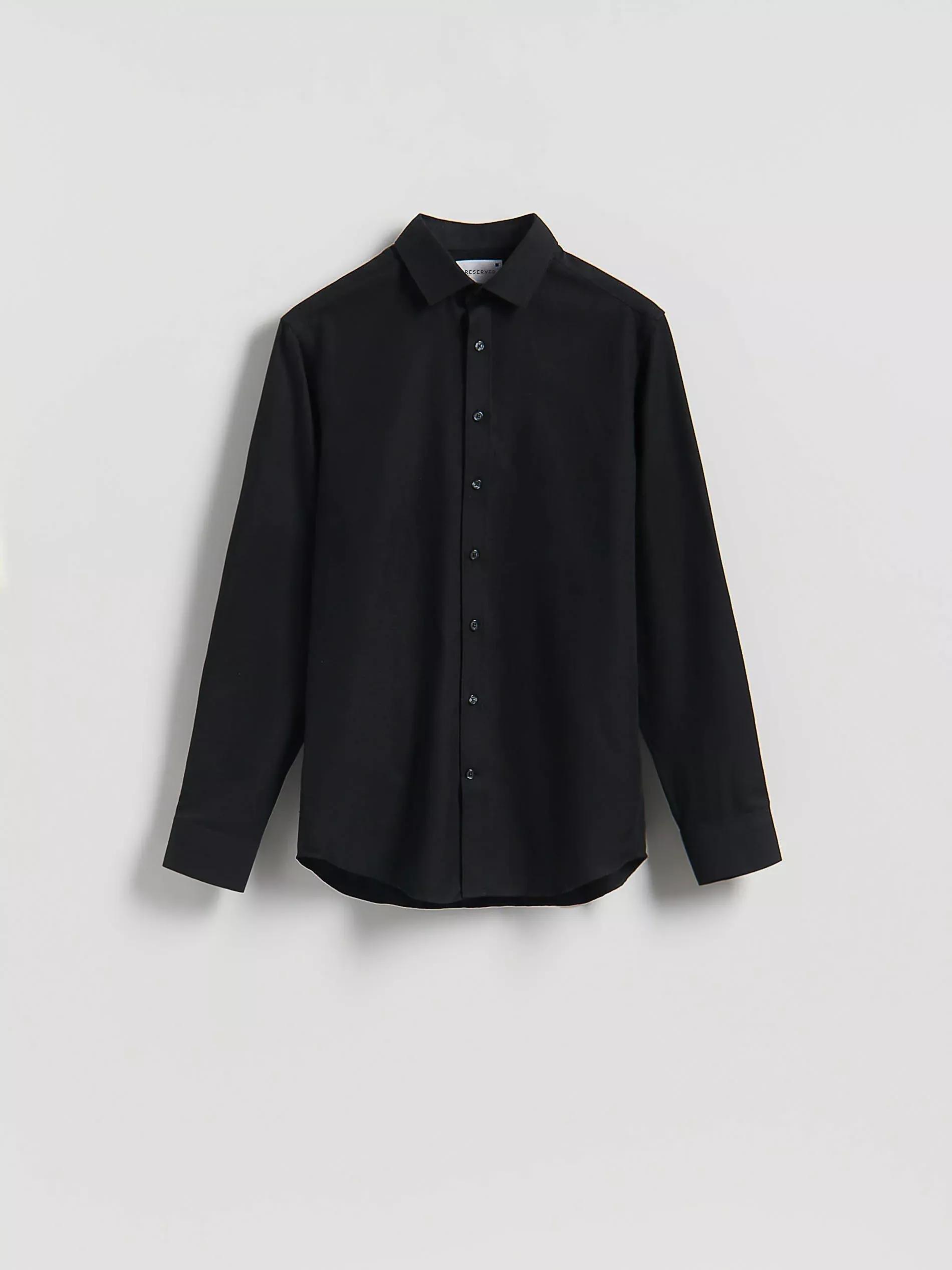 Black Slim Fit Egyptian Cotton Shirt, Black, large image number 4