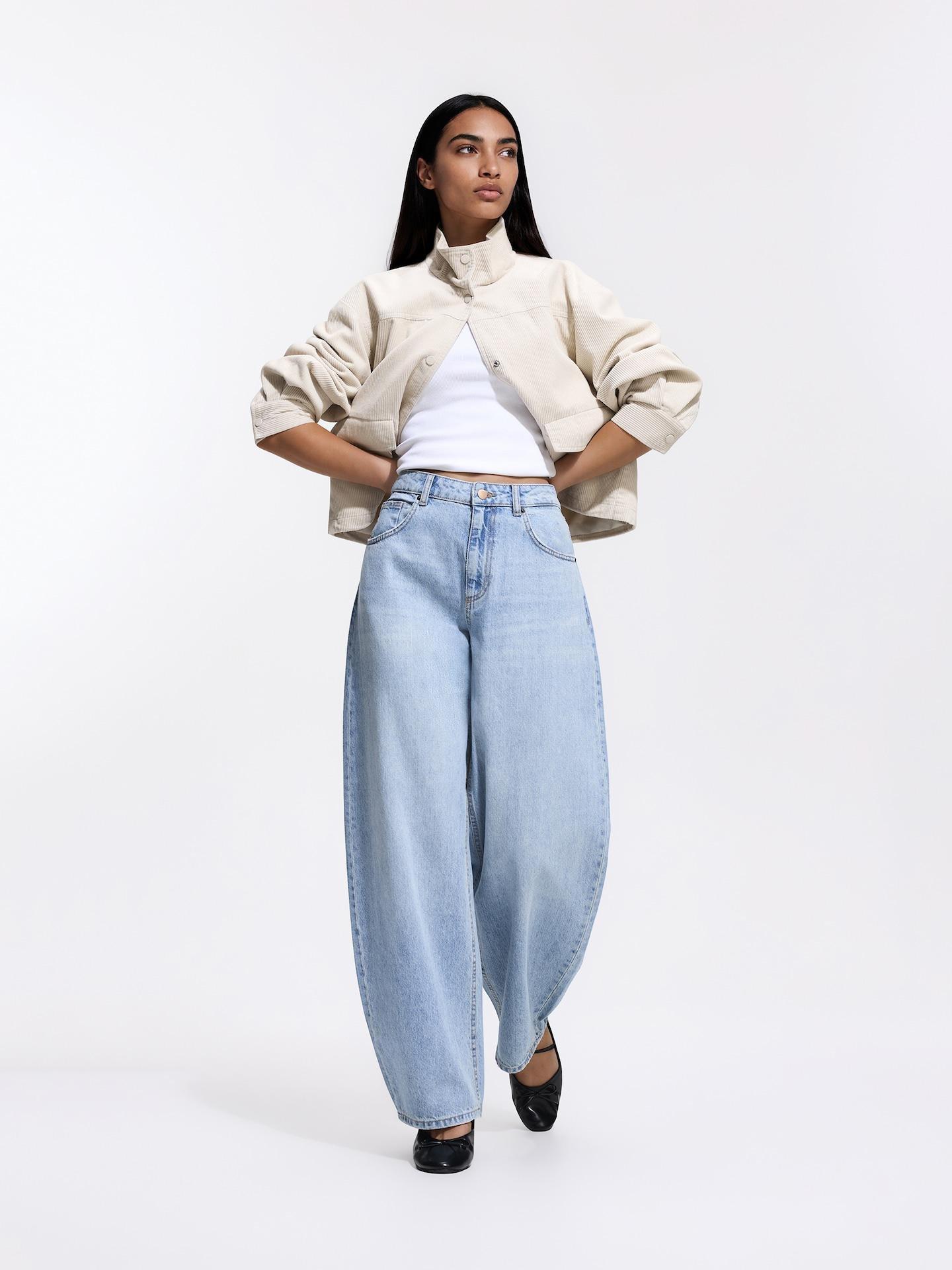 Blue Barrel Leg Jeans, Blue, medium