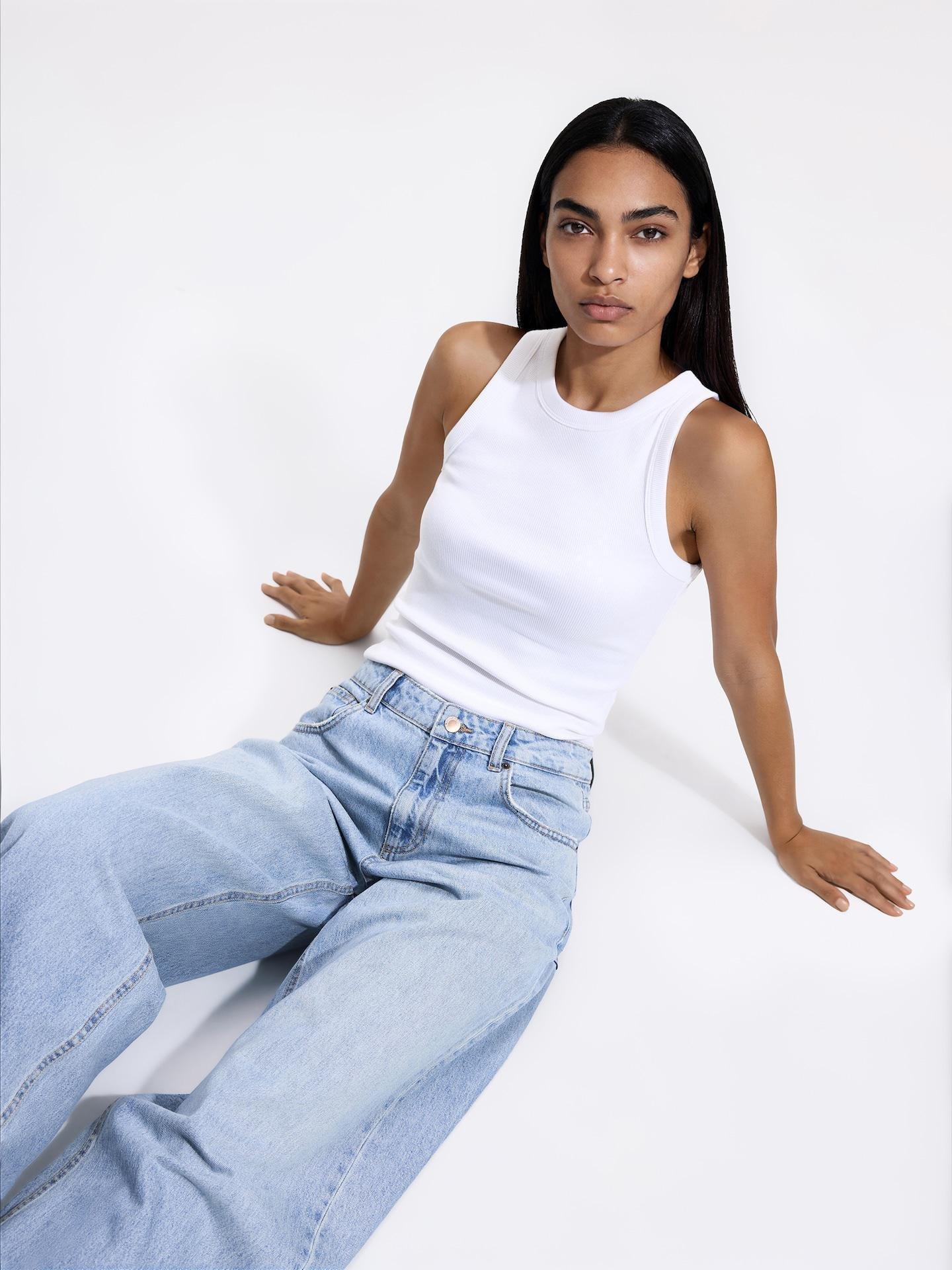 Blue Barrel Leg Jeans, Blue, medium