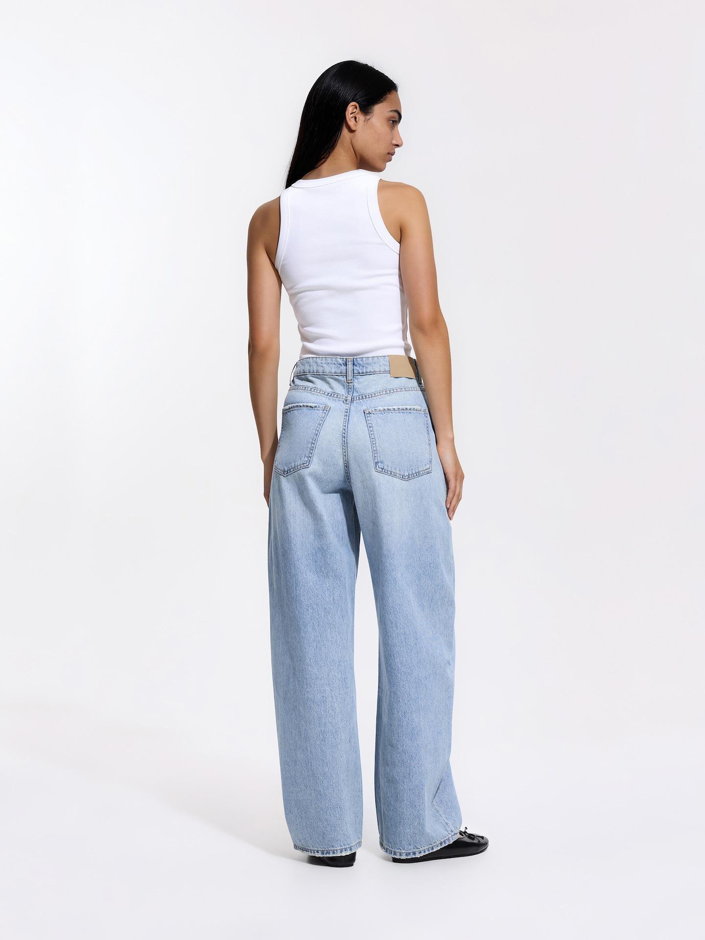 Blue Barrel Leg Jeans, Blue, medium