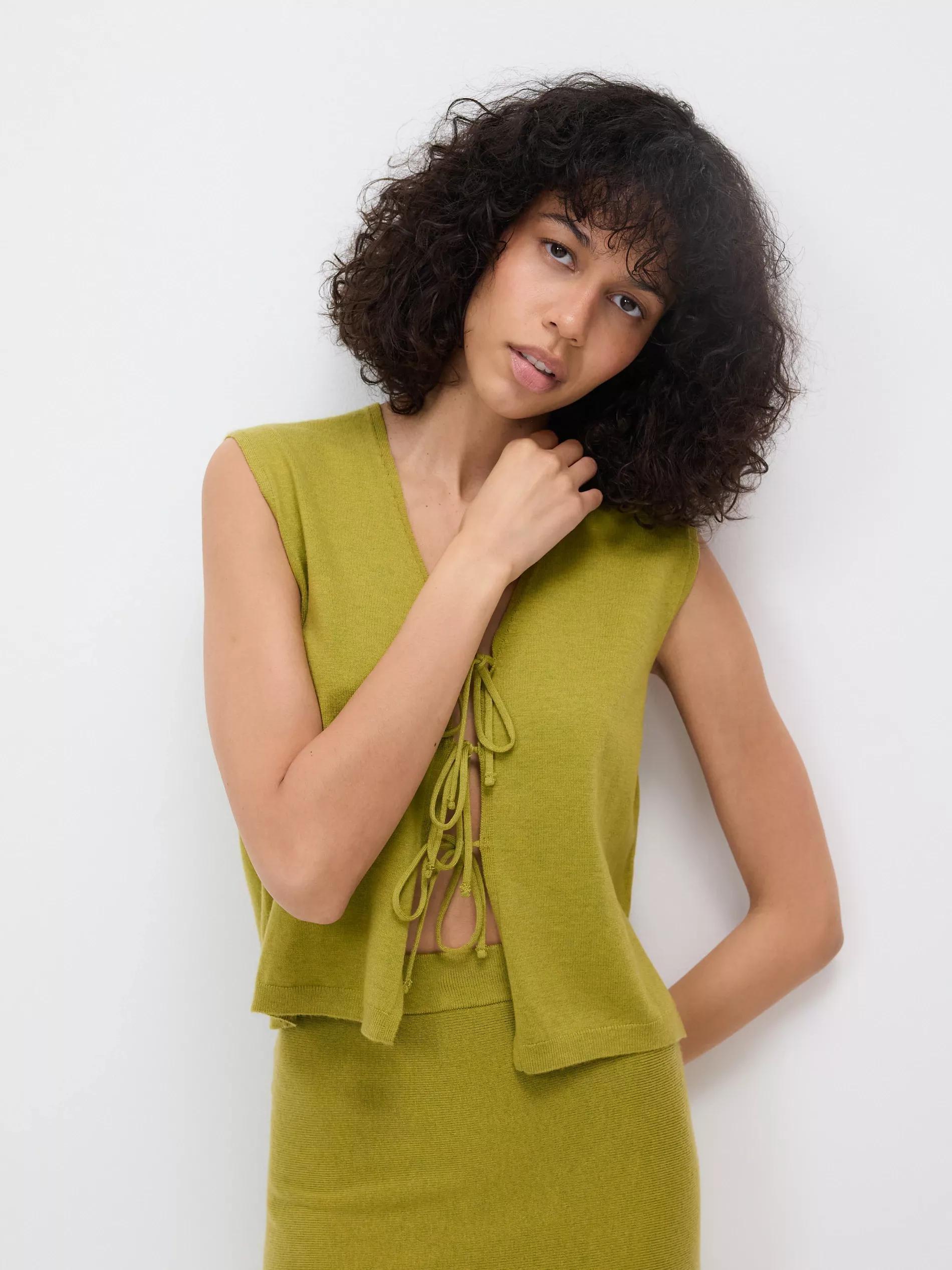 LIGHT OLIVE LADIES` VEST, , large image number 0