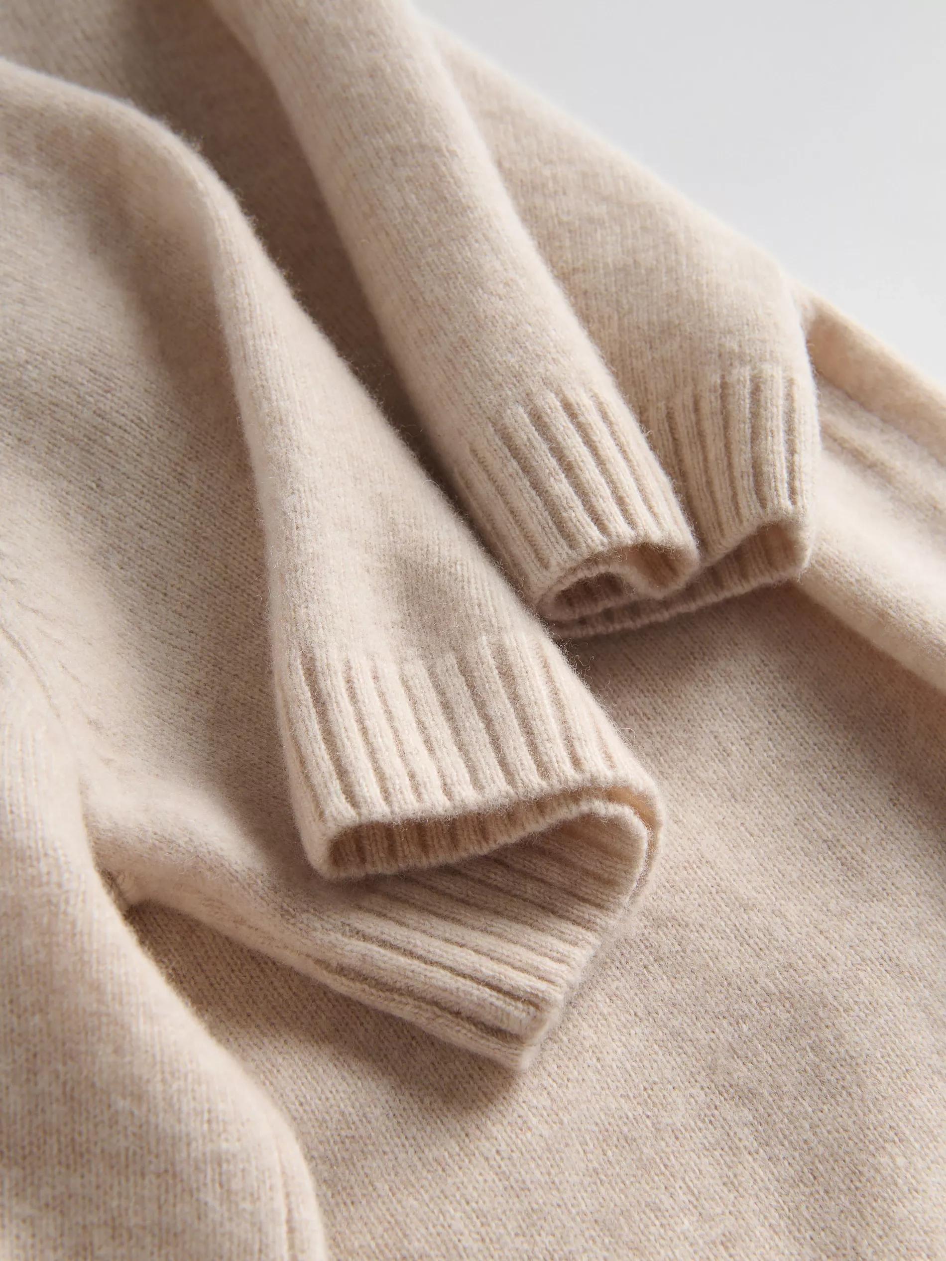Beige Short-Sleeved Wool Sweater, , large image number 3