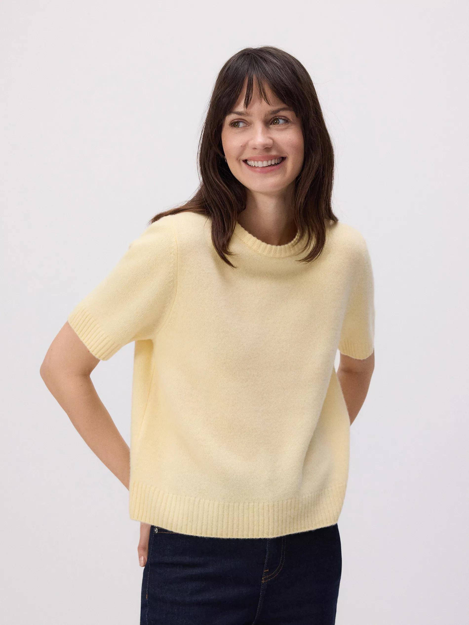 Yellow Short Sleeved Wool Sweater, , large image number 0