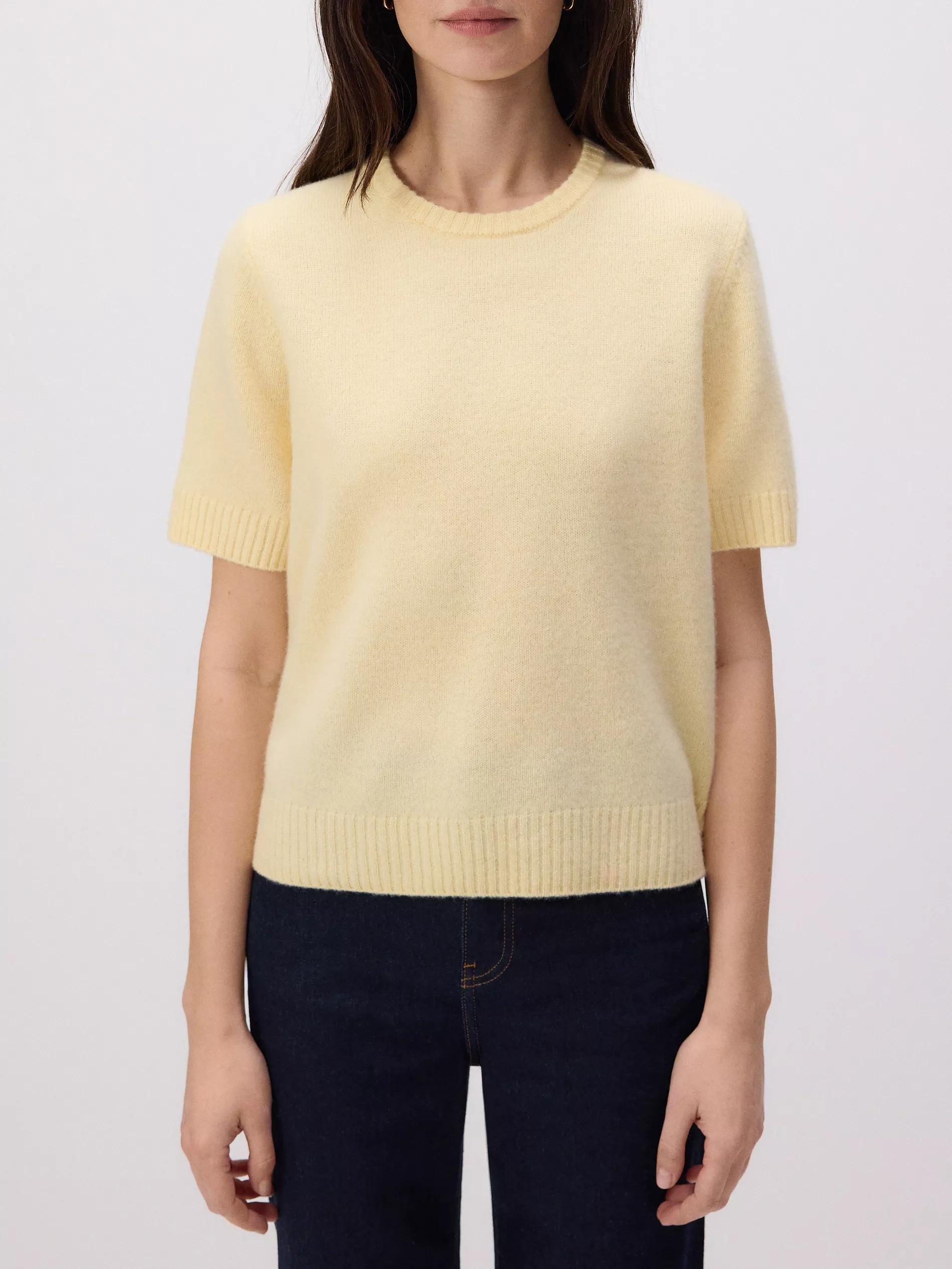 Yellow Short Sleeved Wool Sweater, , large image number 2