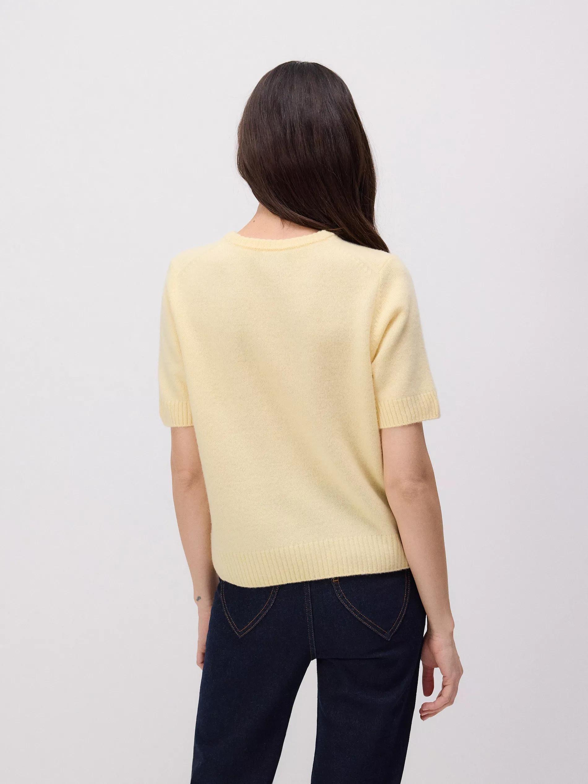 Yellow Short Sleeved Wool Sweater, , large image number 4