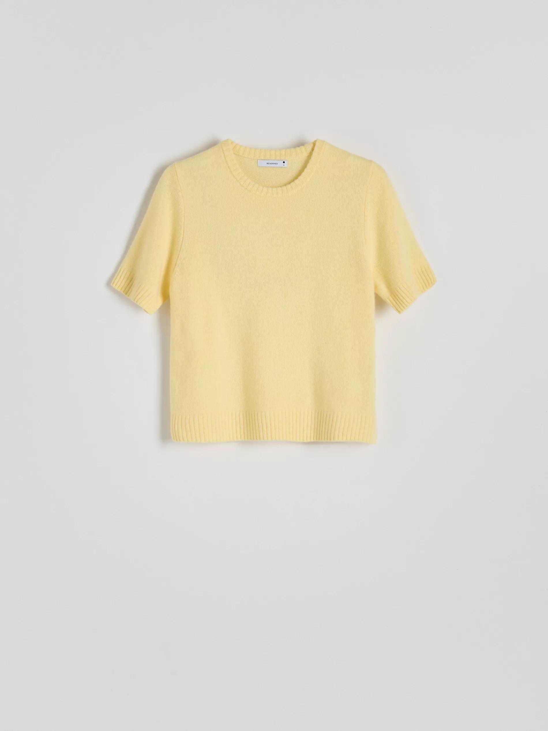 Yellow Short Sleeved Wool Sweater, , large image number 5