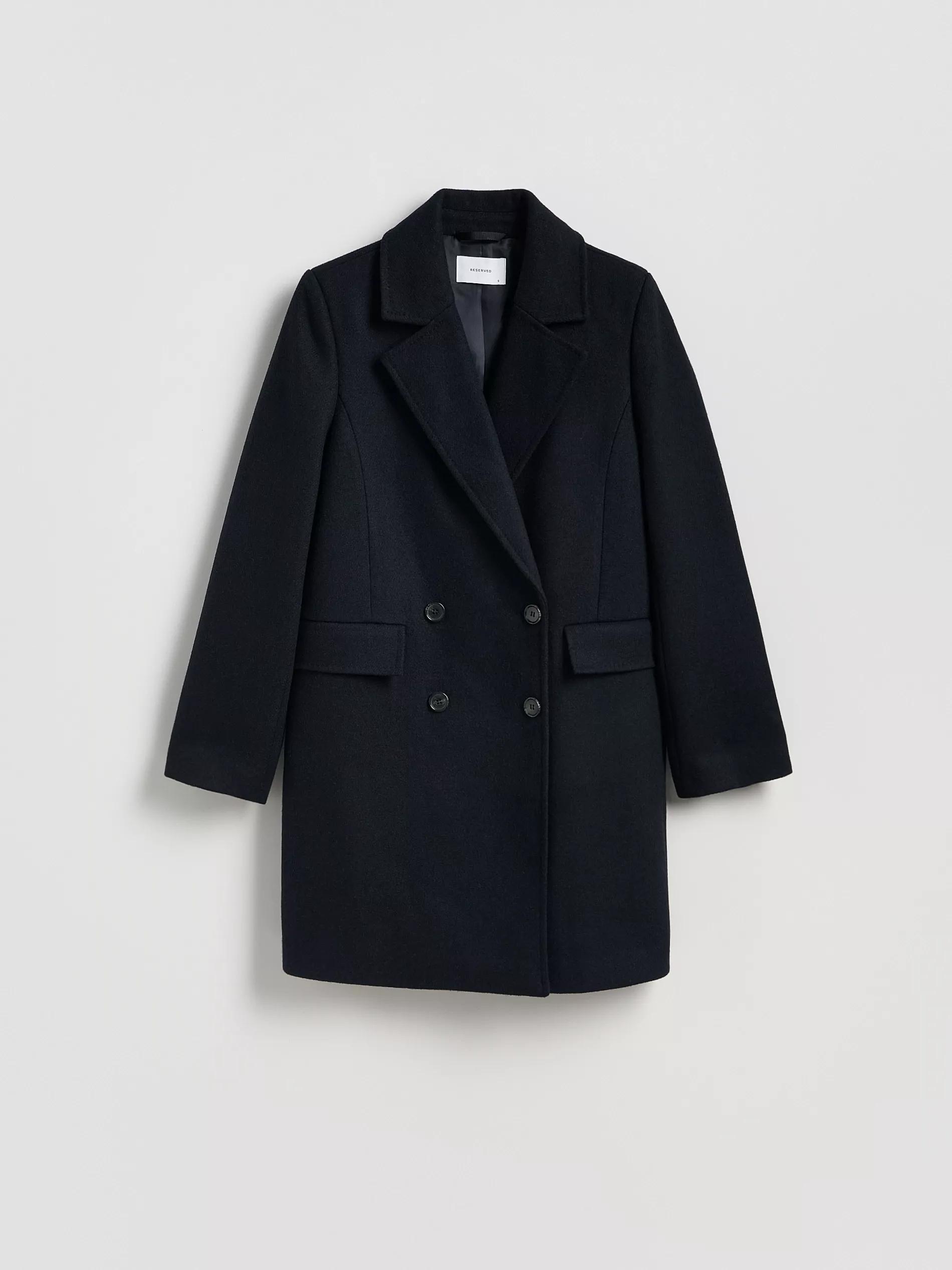 Navy Wool Blend Coat, Navy, large image number 4