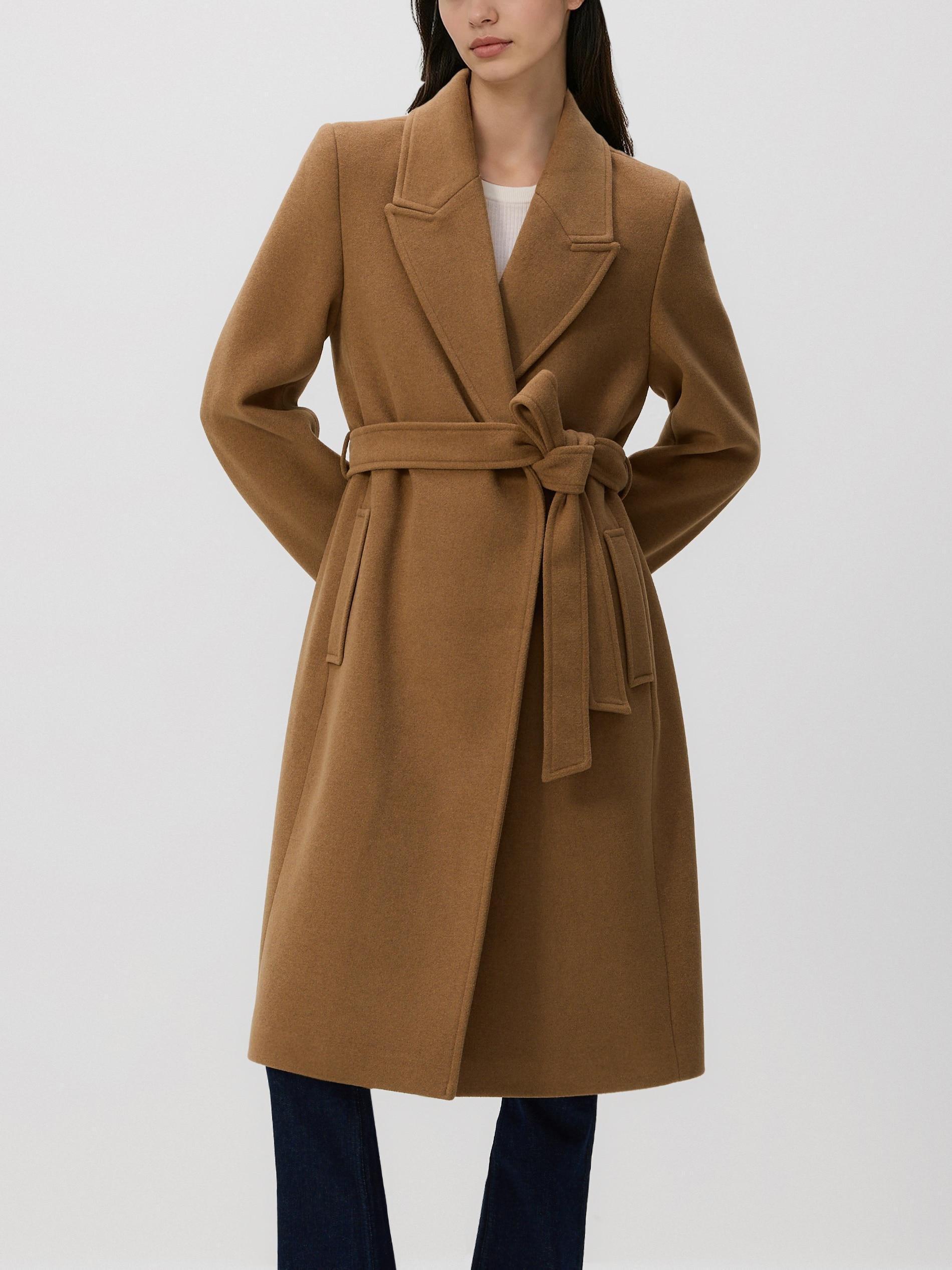 BEIGE Coat with tie belt, Beige, medium