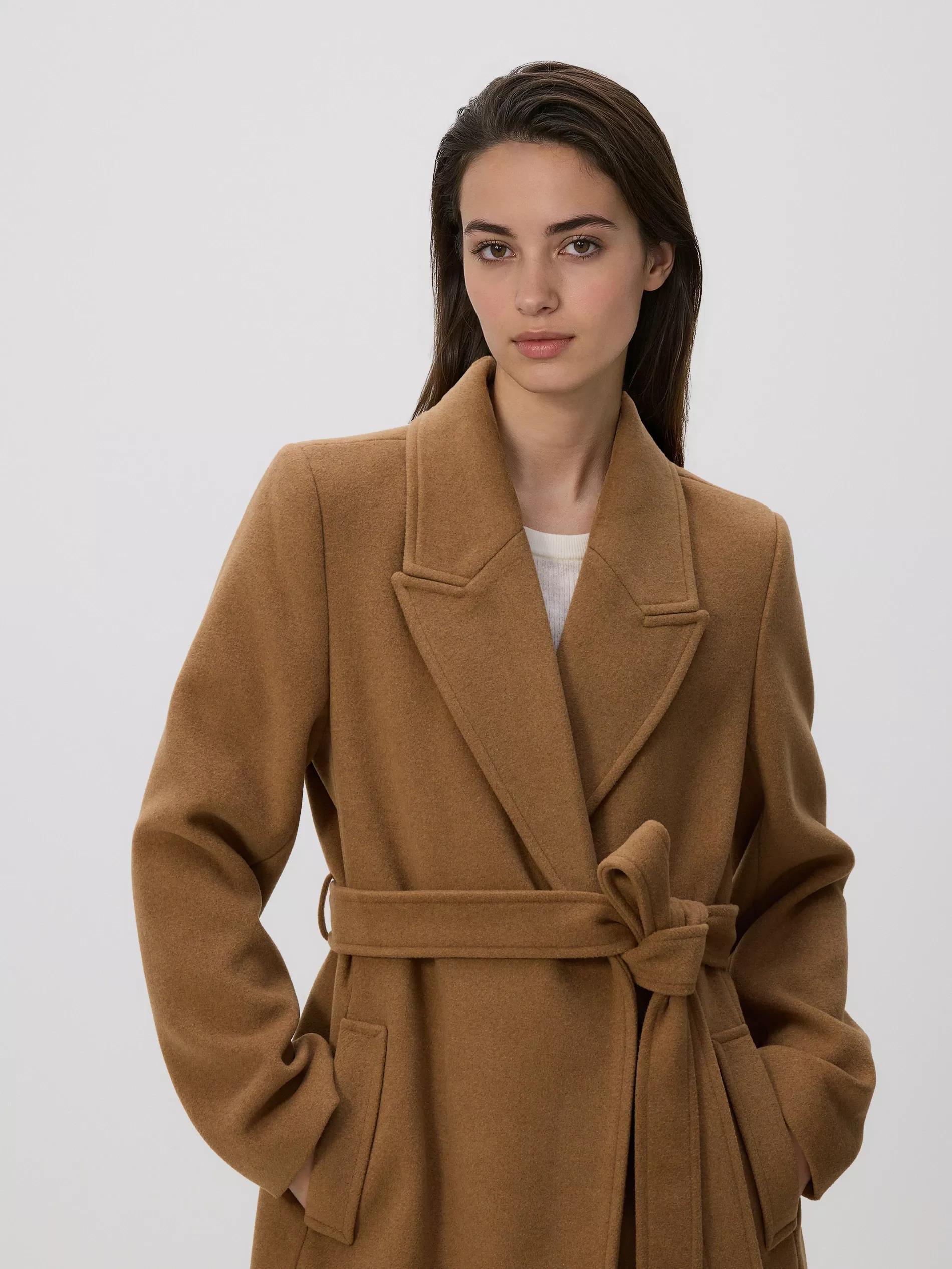 BEIGE Coat with tie belt, Beige, medium