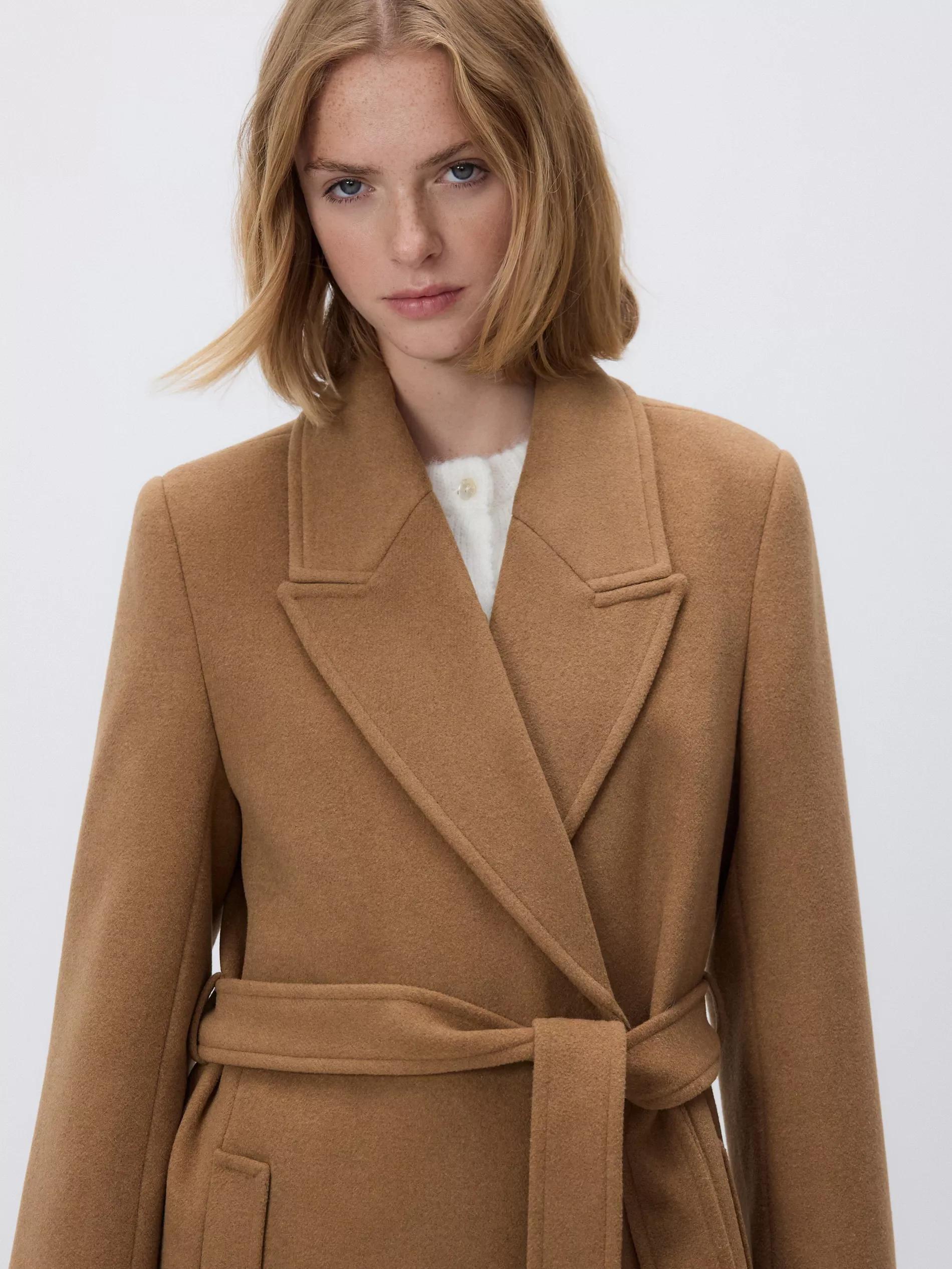 BEIGE Coat with tie belt, Beige, large image number 4