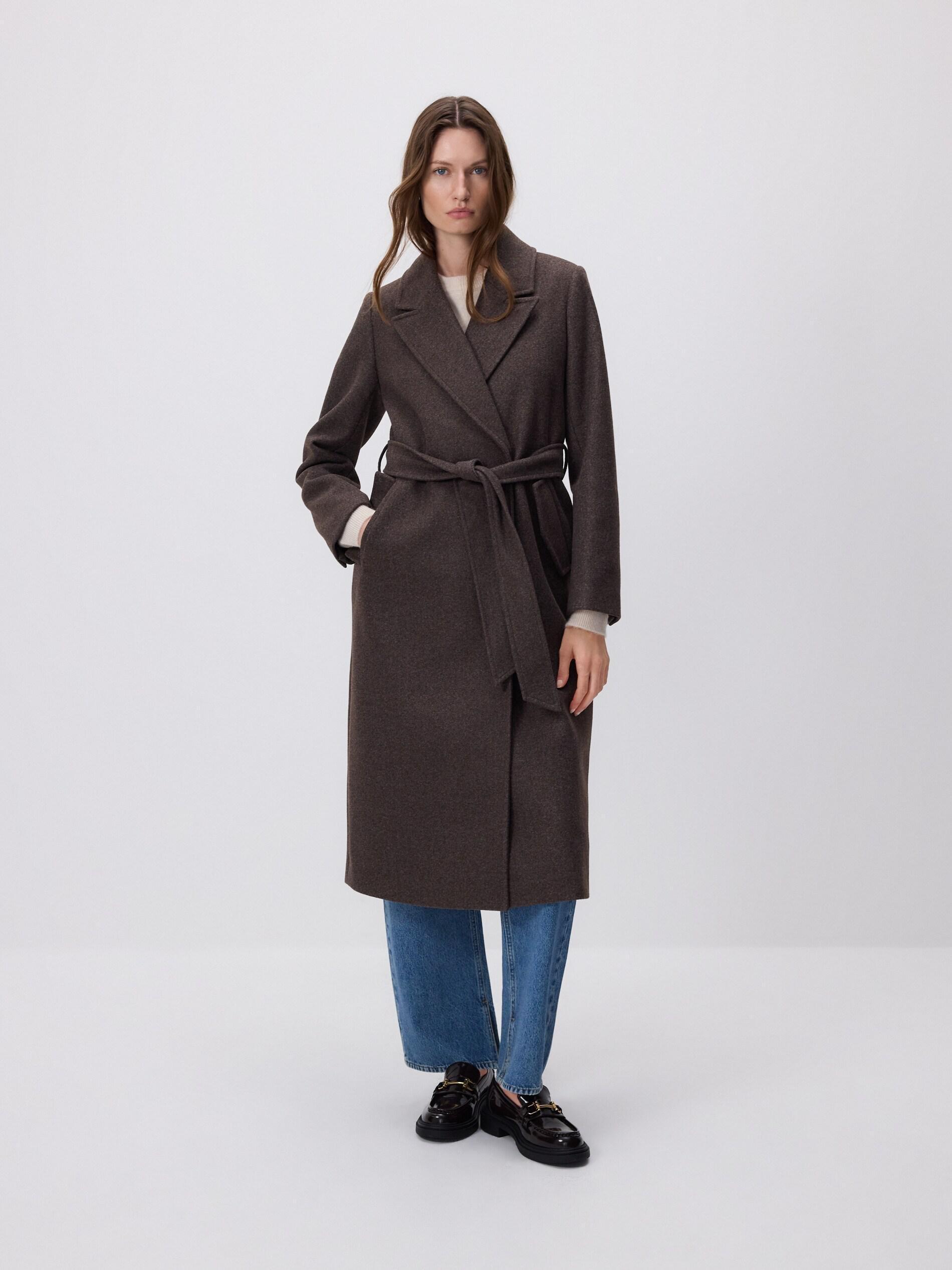 Brown Detailed Coat, Brown, large image number 1