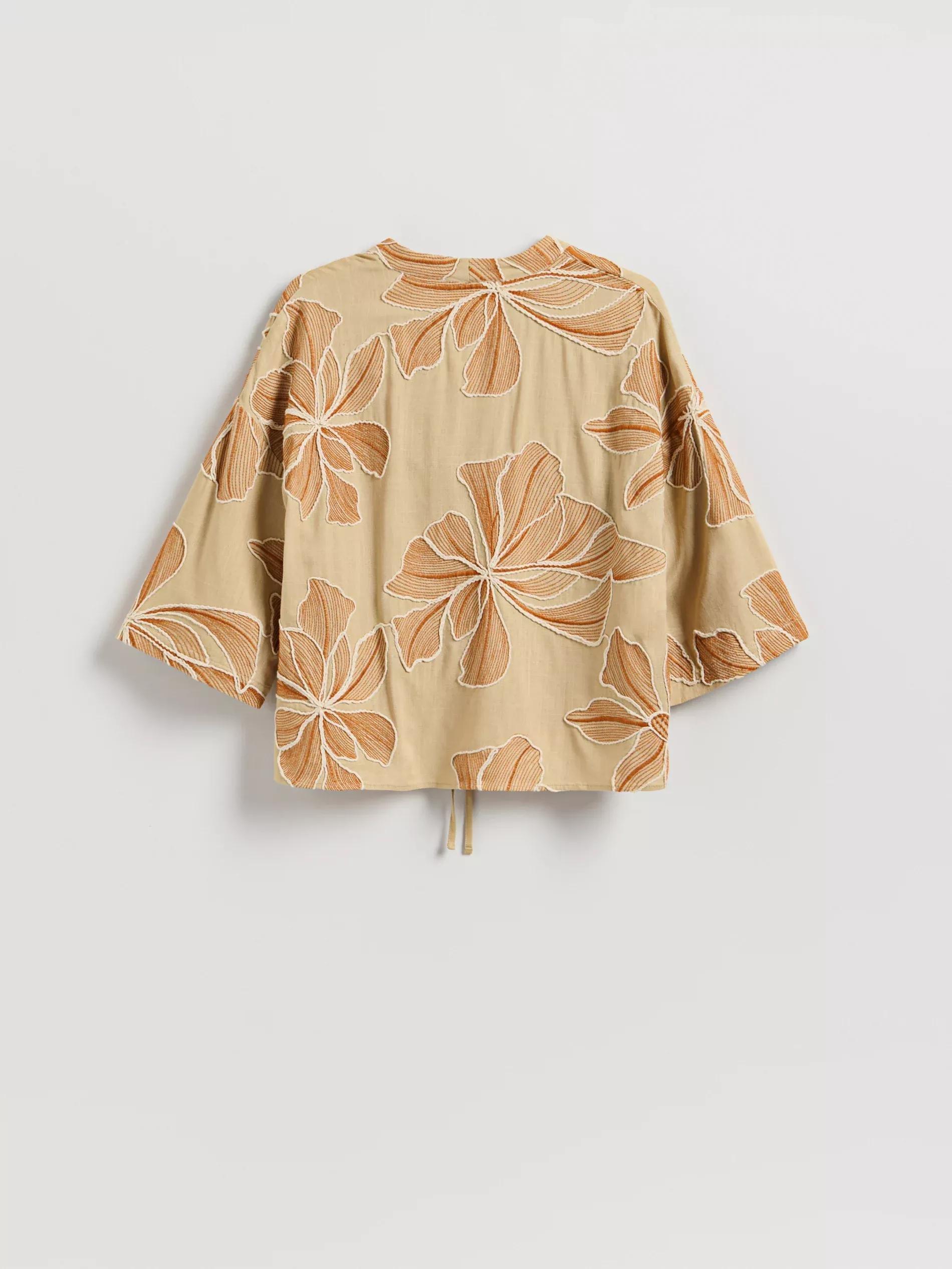 Multicolour Tied Linen-Blend Blouse, Multicolor, large image number 5