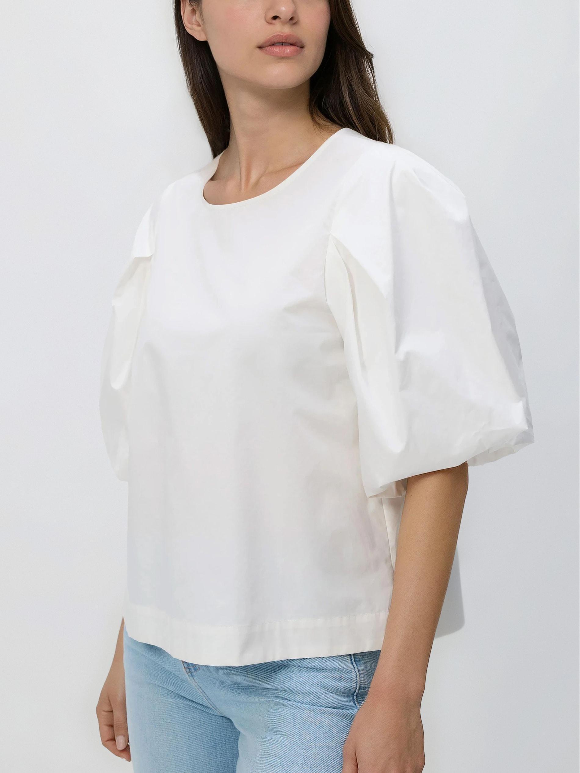 White Cotton Blouse, White, medium