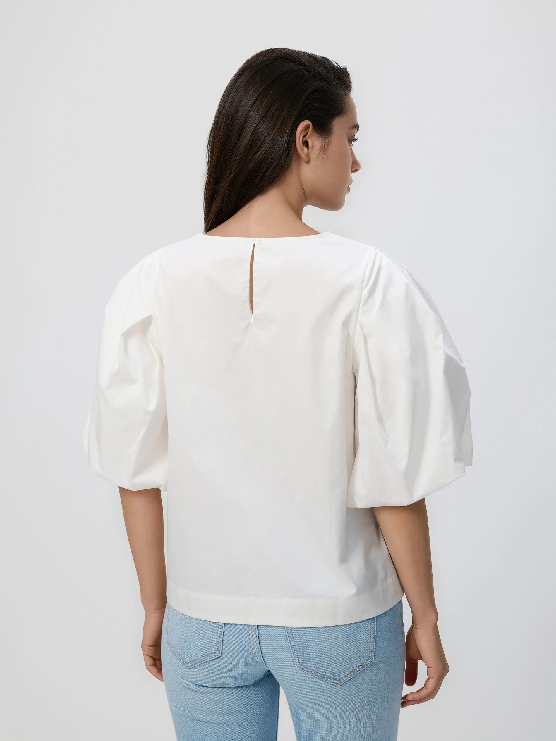 White Cotton Blouse, White, medium