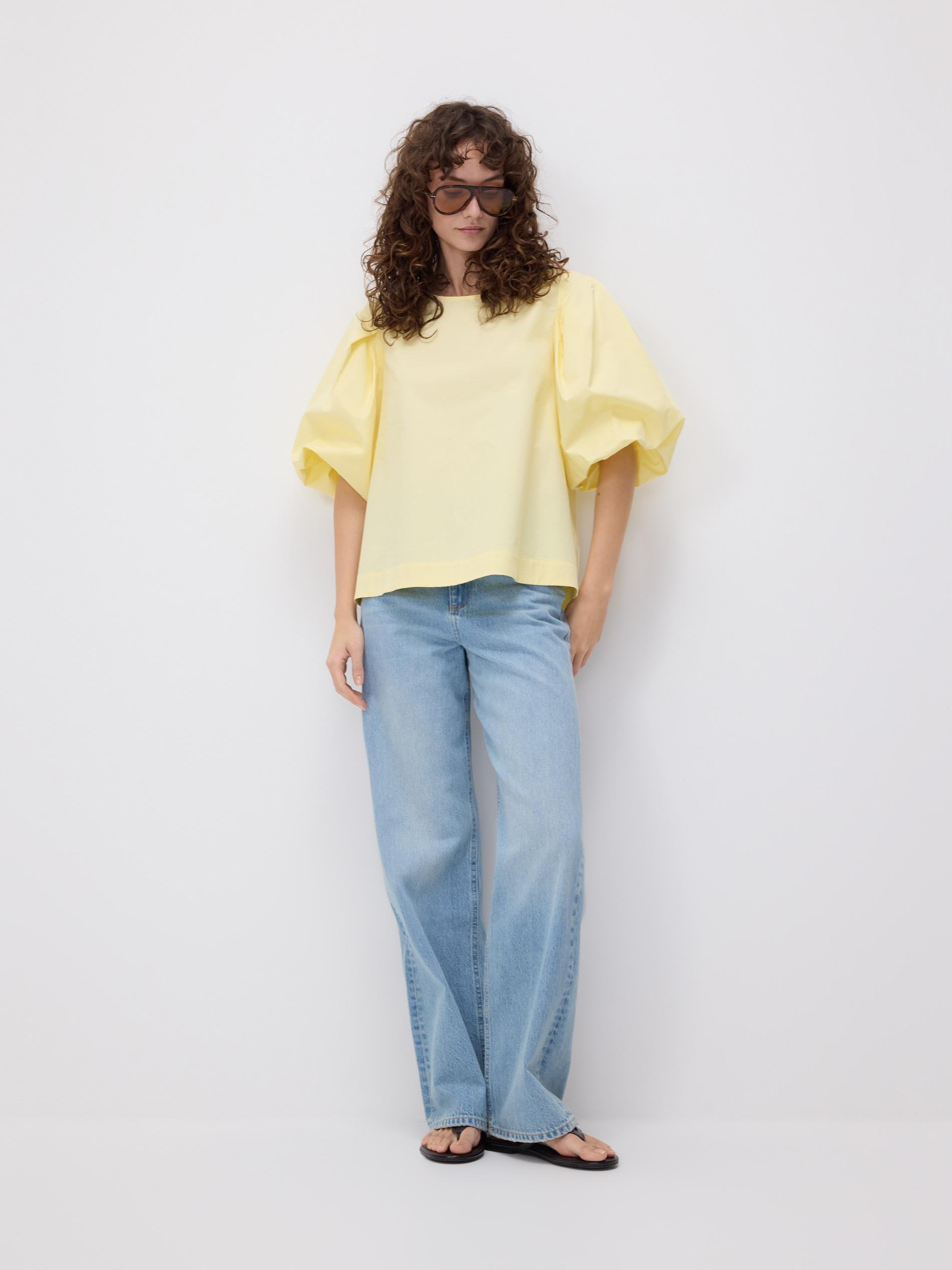 Yellow Cotton Blouse, Yellow, medium