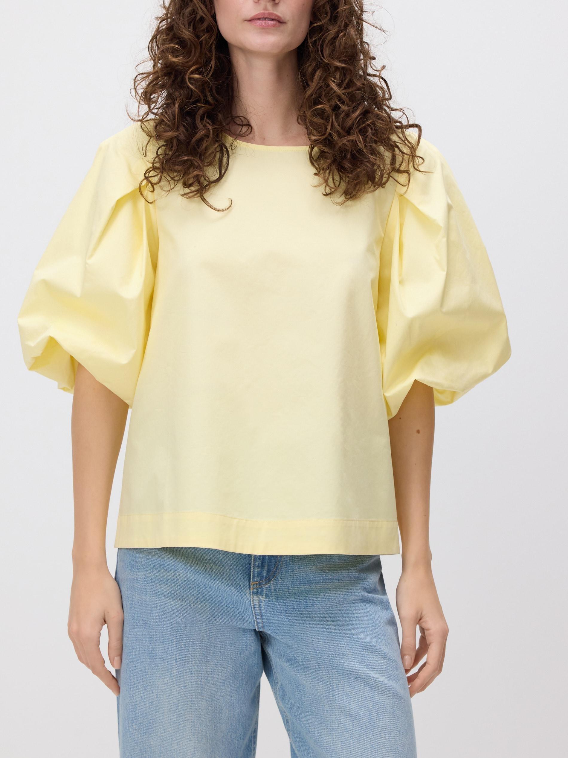 Yellow Cotton Blouse, Yellow, large image number 1