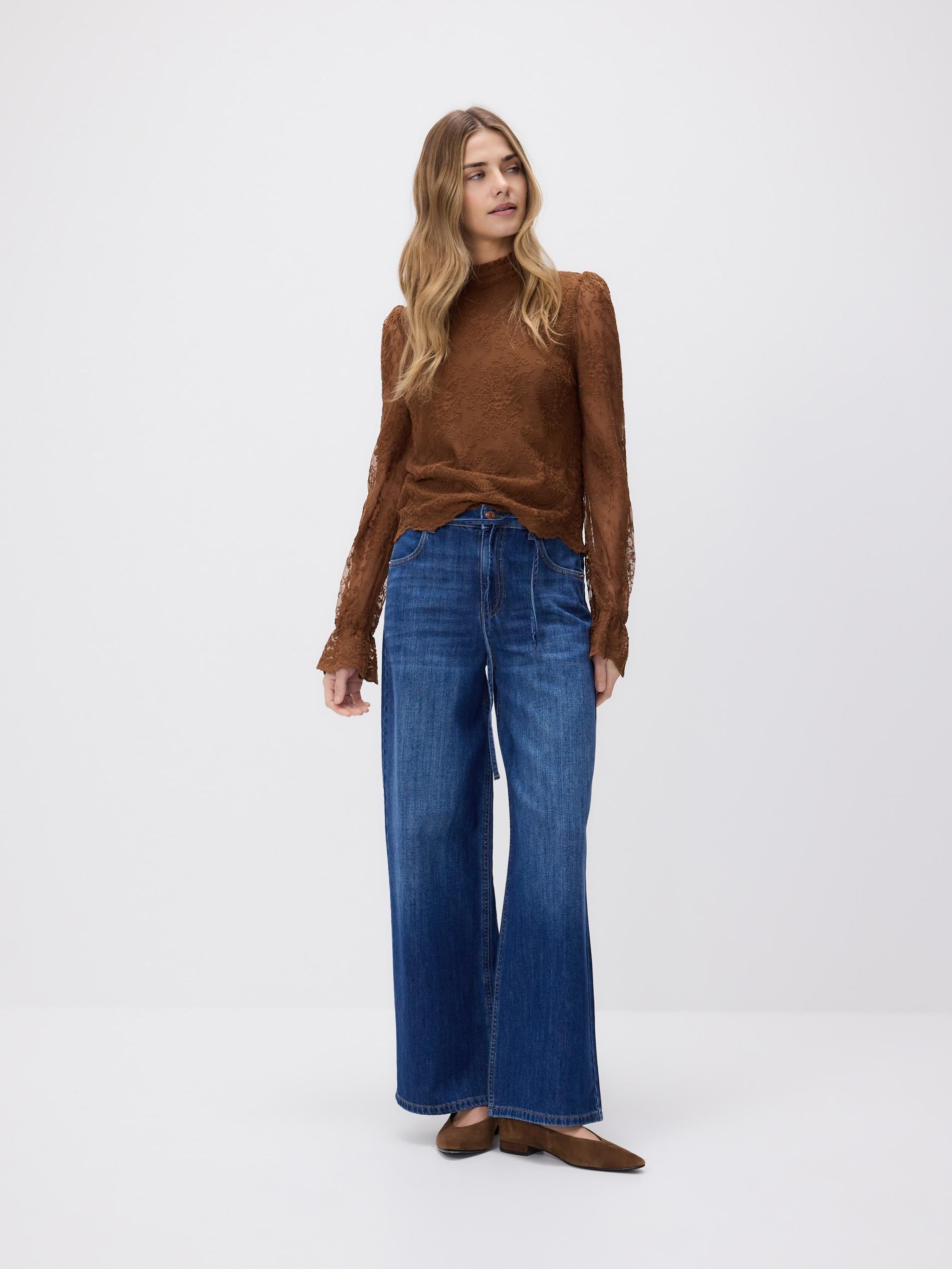 Brown Blouse With Embroidery Detailing, Brown, large image number 2