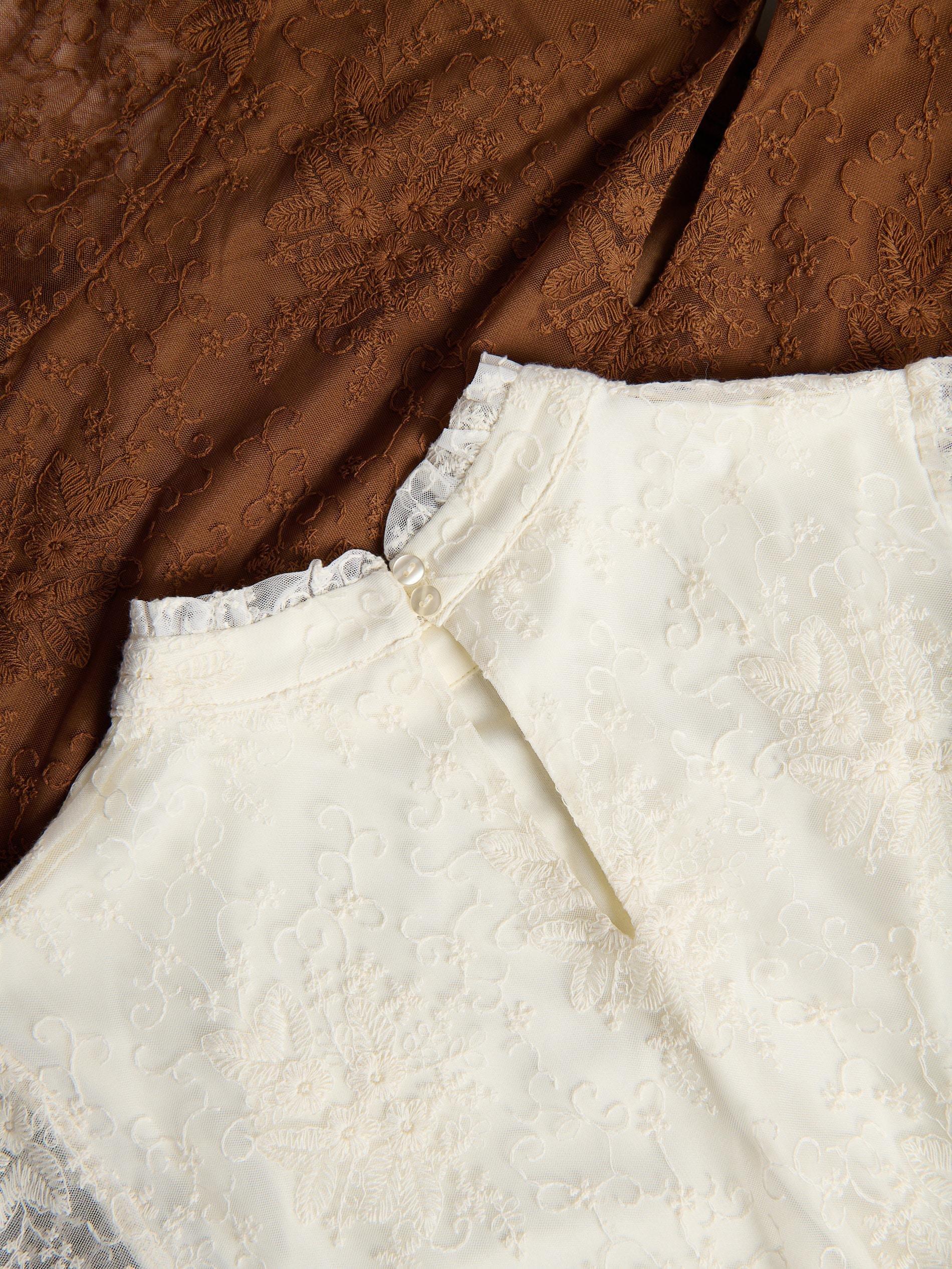 Brown Blouse With Embroidery Detailing, Brown, large image number 5