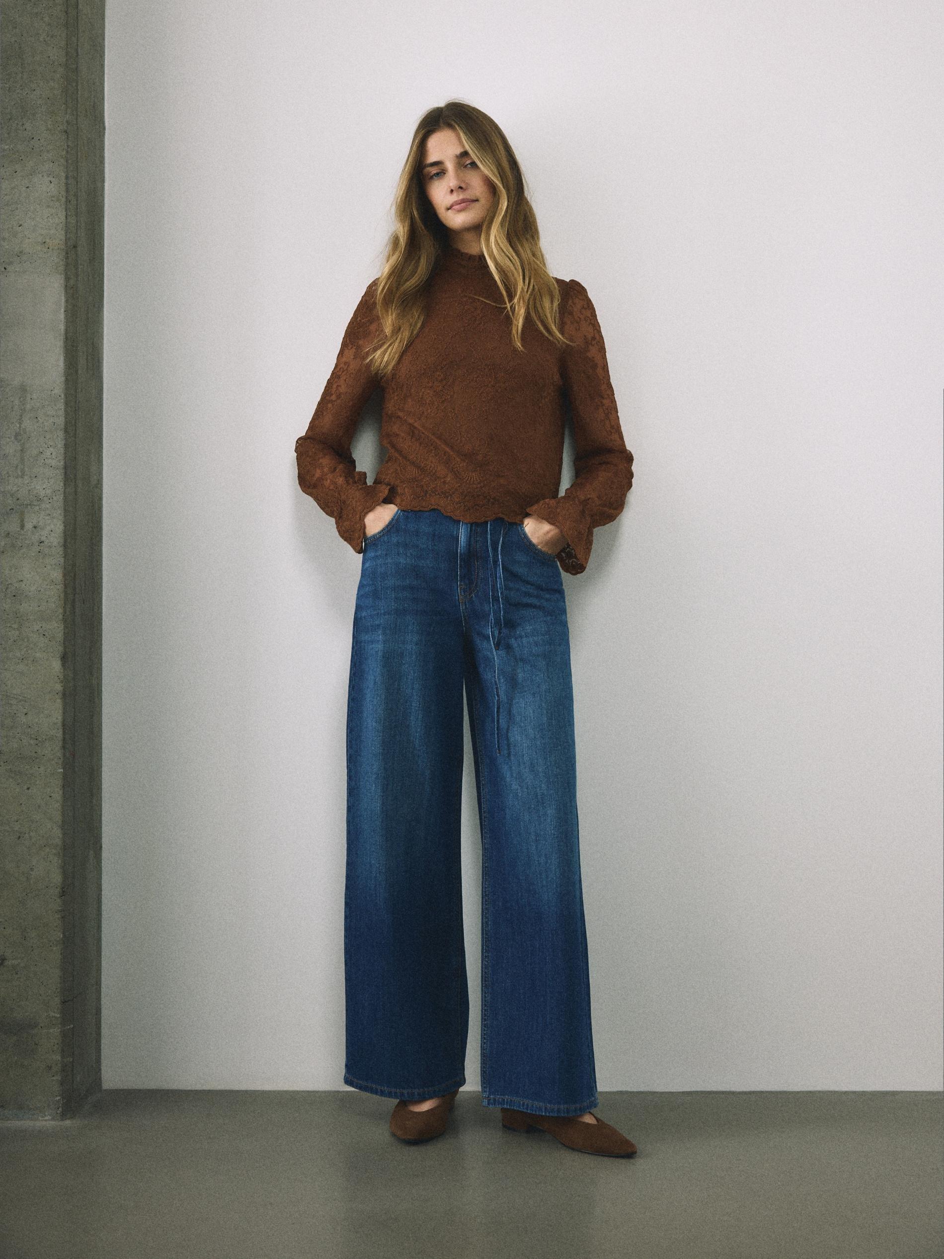 Brown Blouse With Embroidery Detailing, Brown, large image number 7
