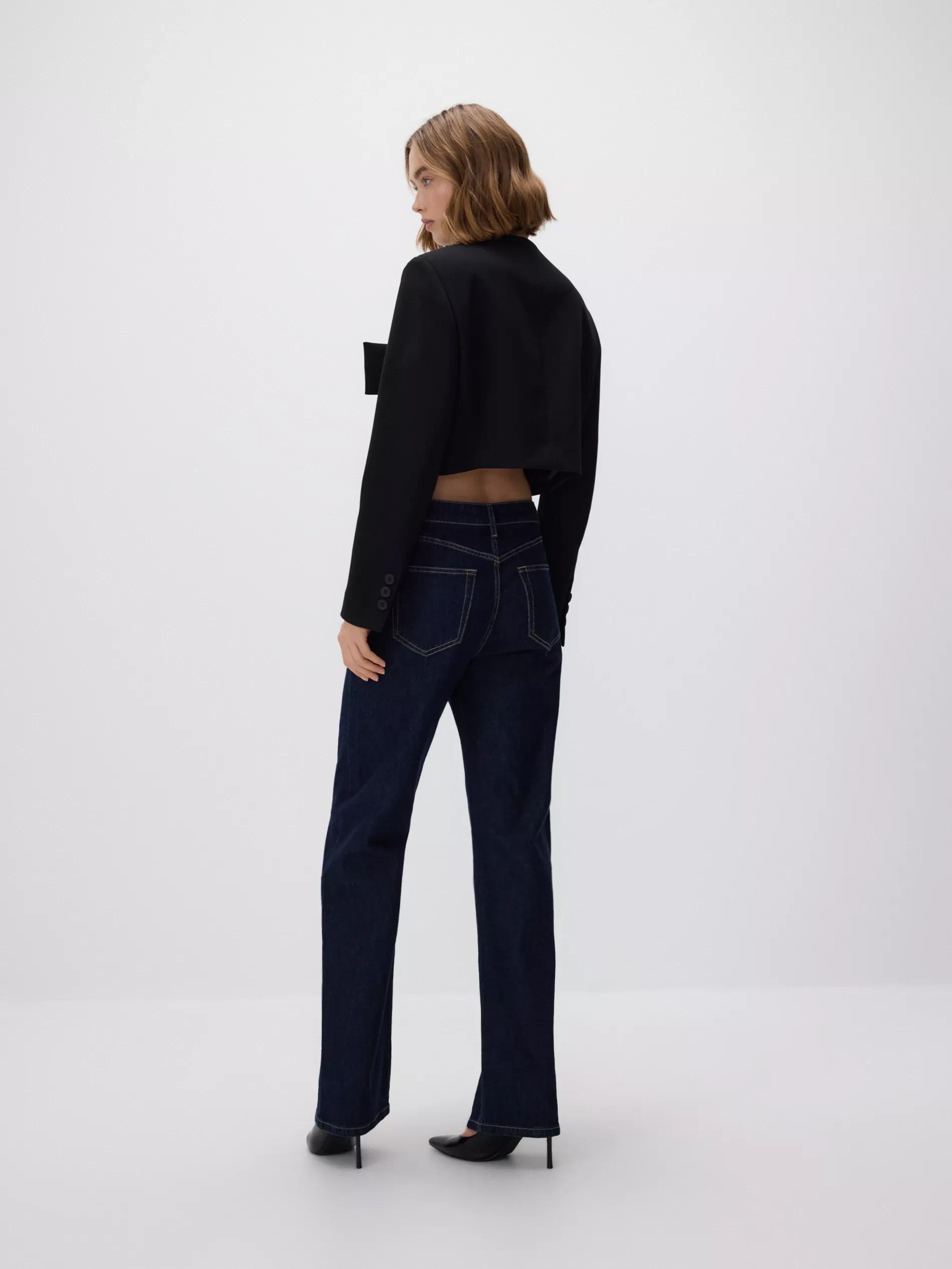 Navy Straight Jeans With Applications, Navy, medium