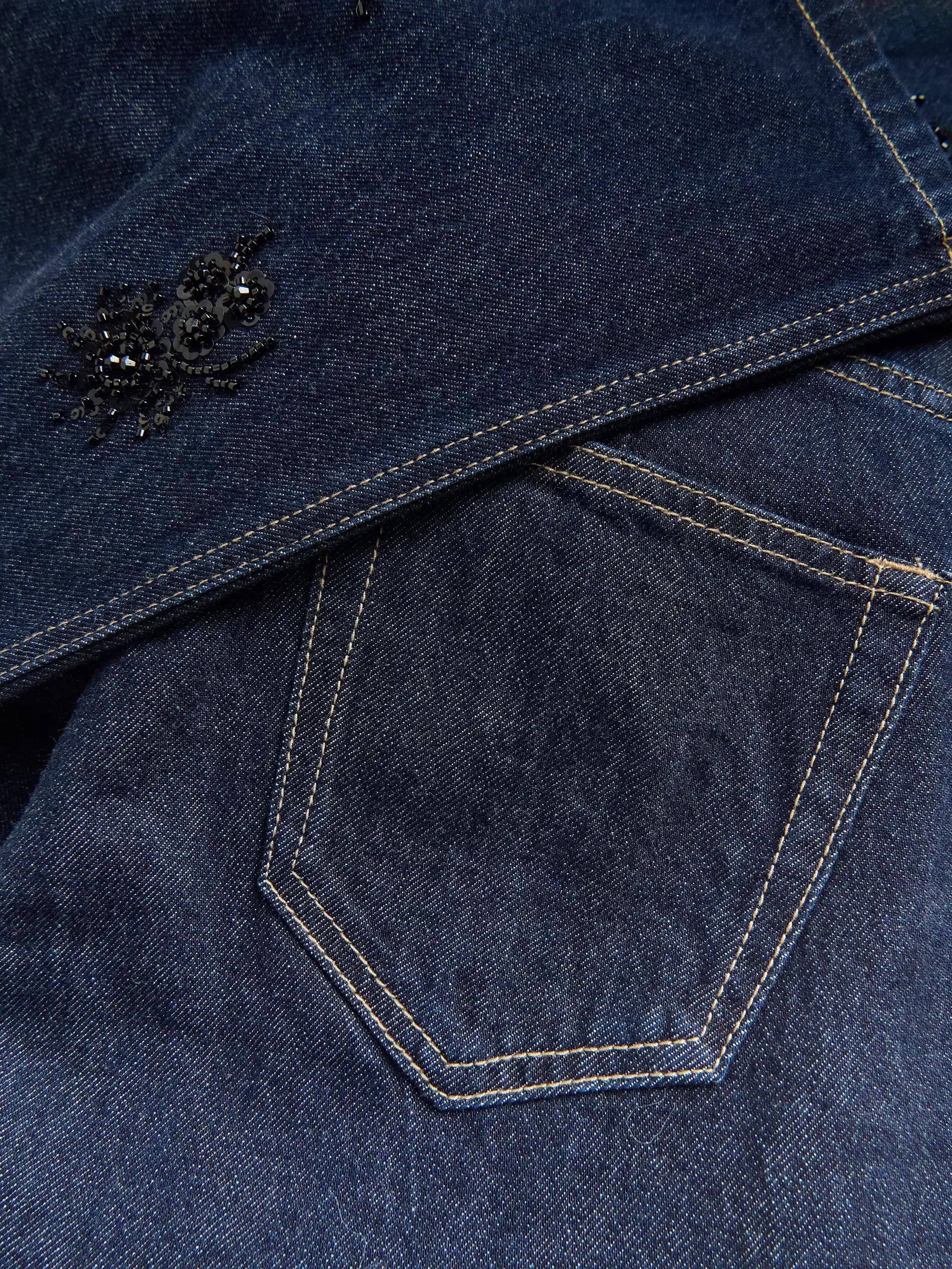 Navy Straight Jeans With Applications, Navy, large image number 4