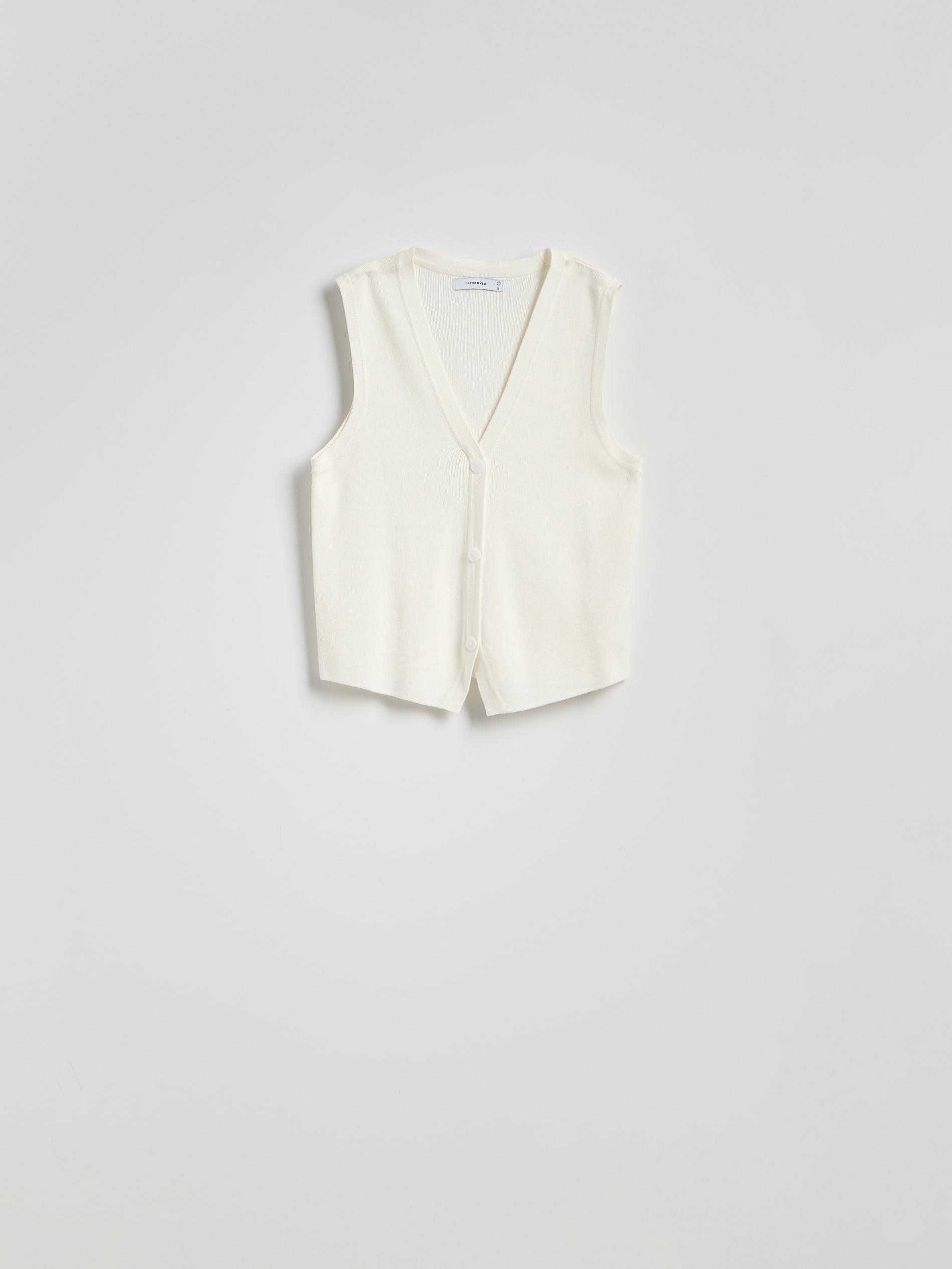 Cream Viscose Rich Jersey Vest, , large image number 4
