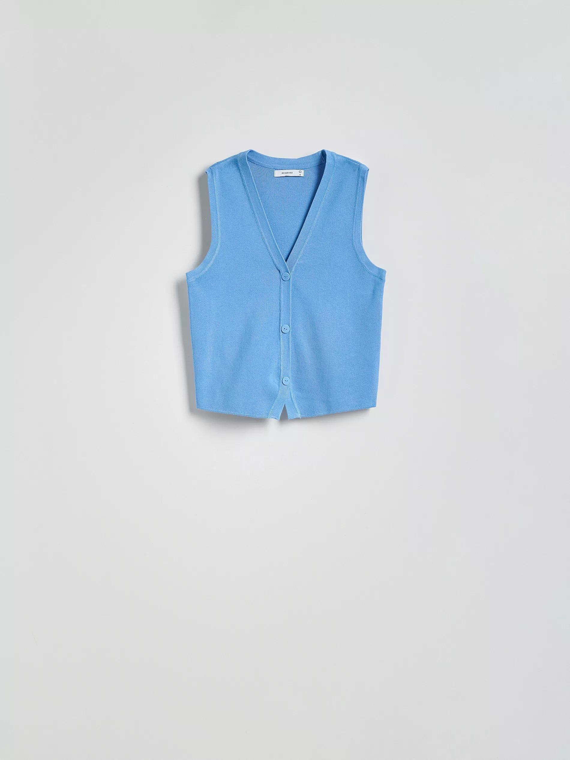 Blue Viscose Rich Jersey Vest, , large image number 4