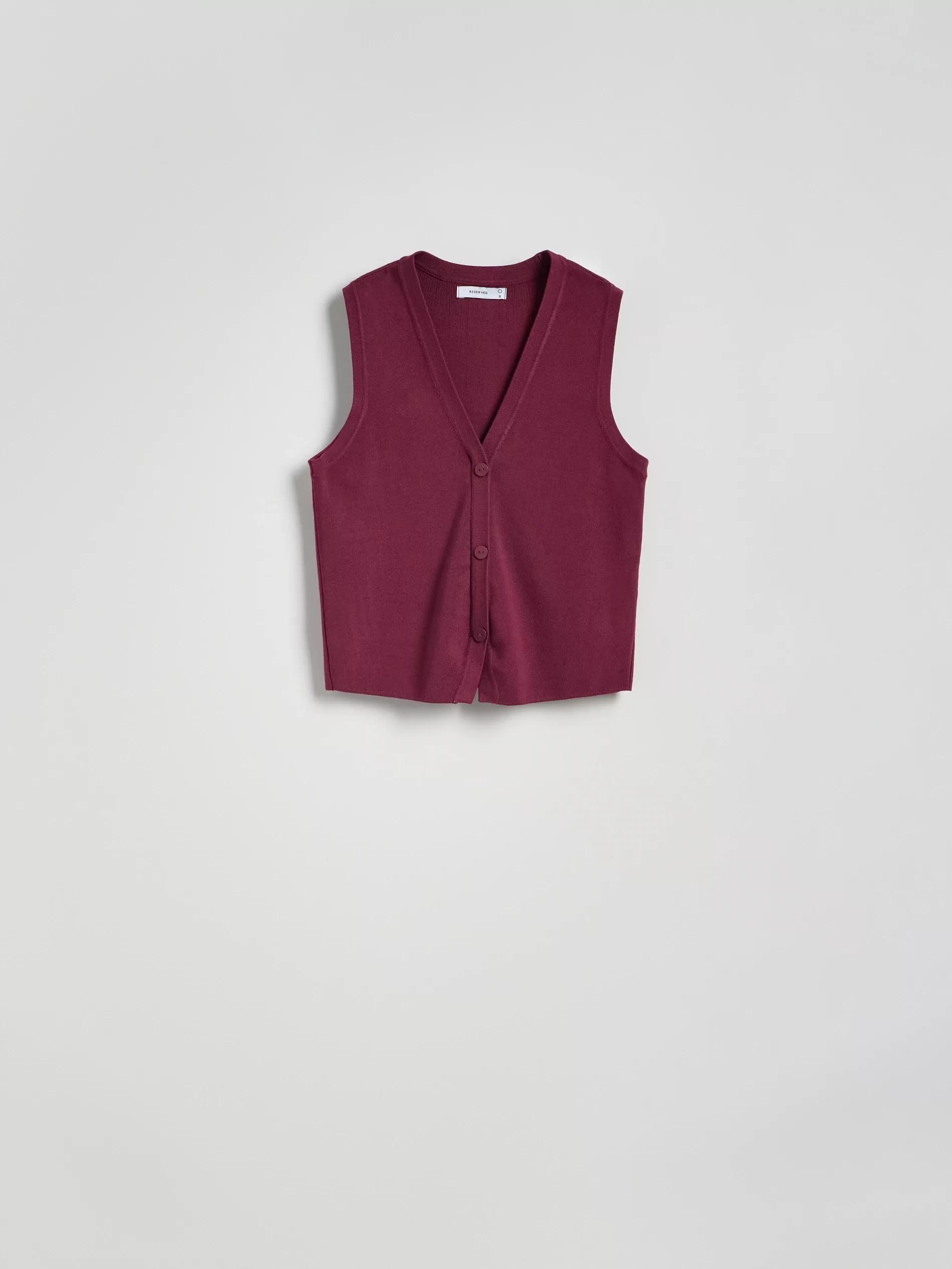 Maroon Viscose Rich Jersey Vest, , large image number 4
