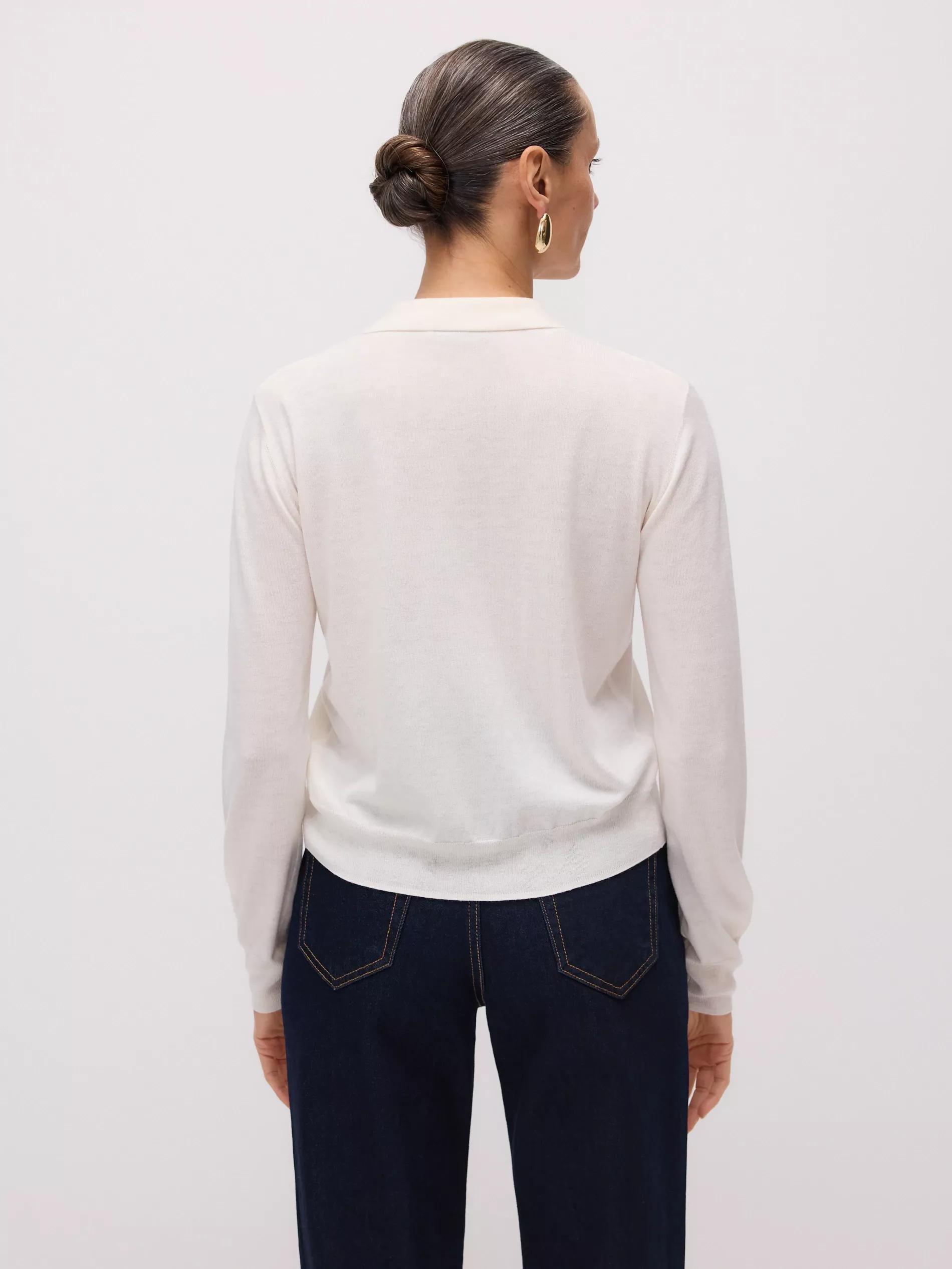 Cream Wool-Blend Cardigan, , large image number 4
