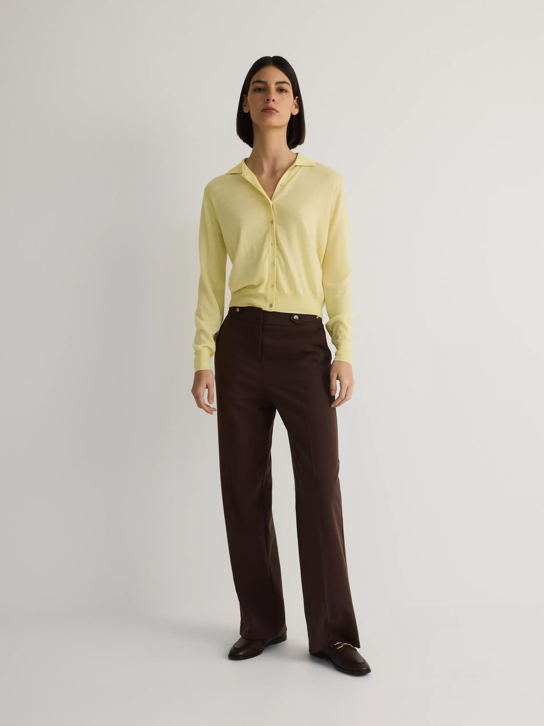 Yellow Wool-Blend Cardigan, , large image number 1