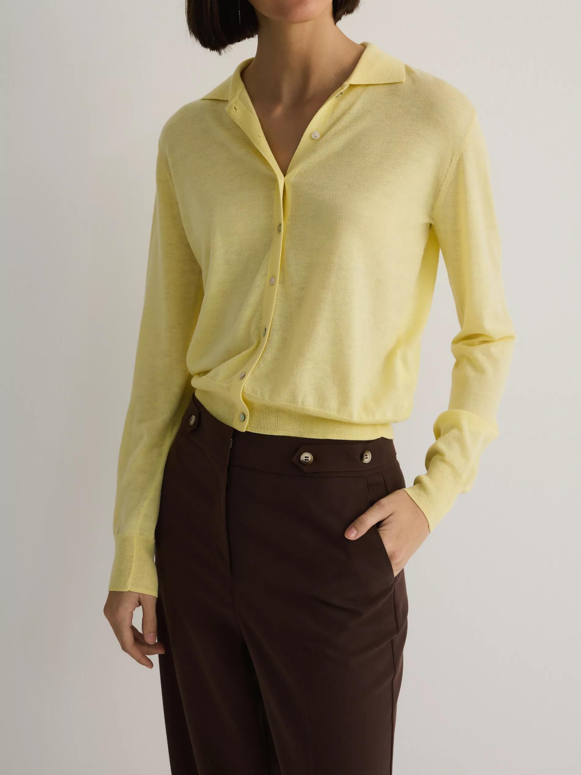 Yellow Wool-Blend Cardigan, , large image number 2