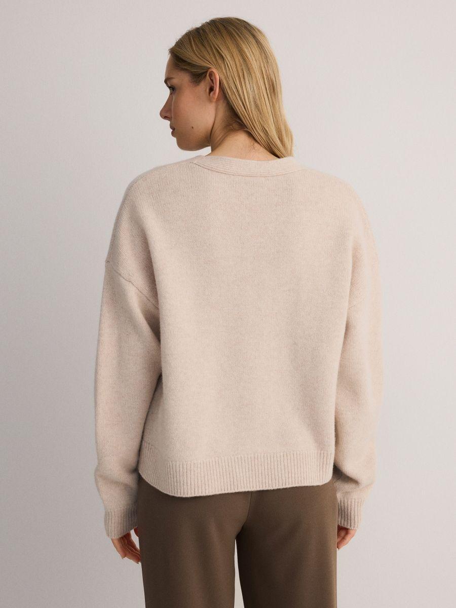 Beige Wool Cardigan With Pockets, , large image number 2
