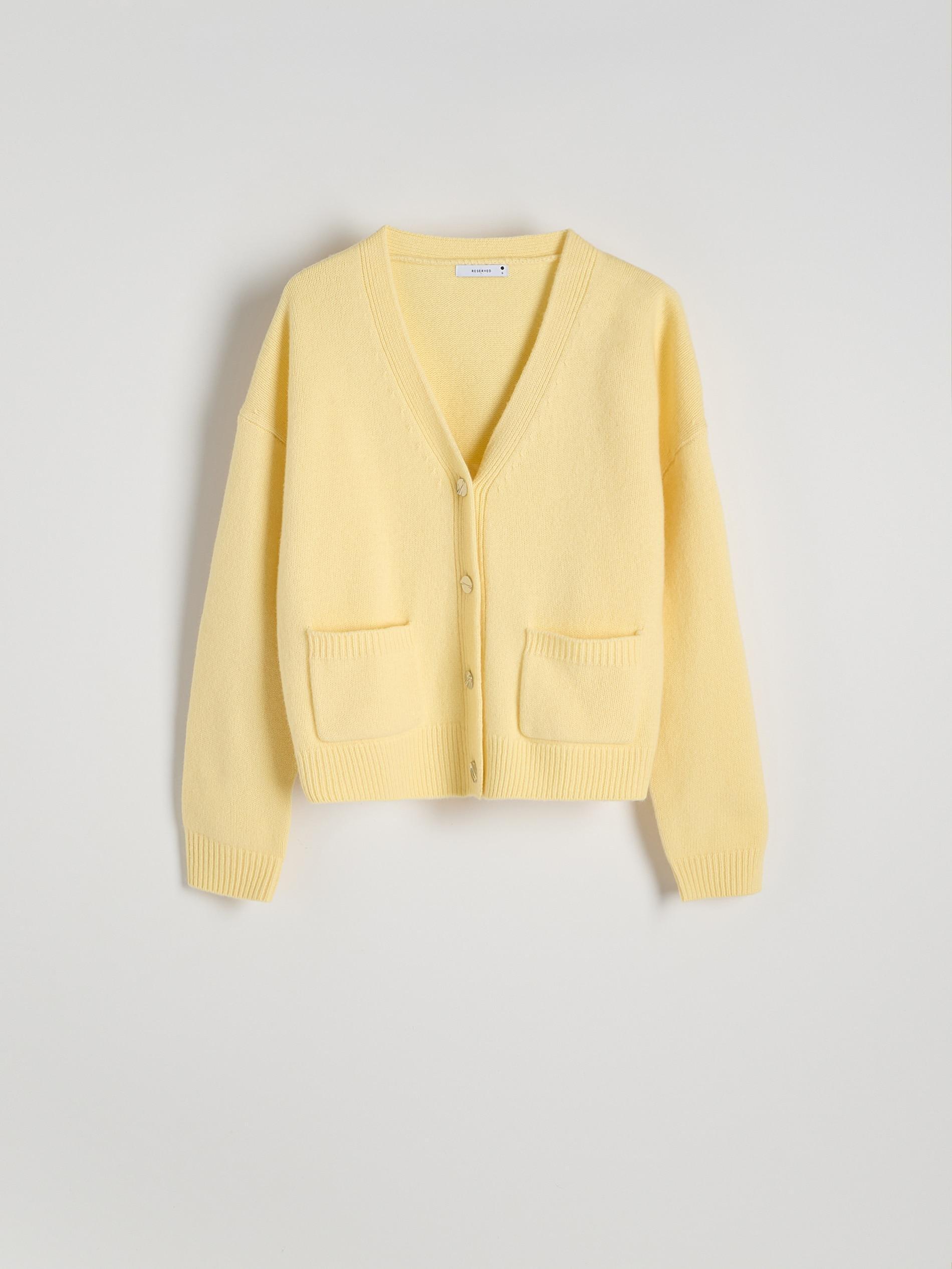 Yellow Wool Cardigan With Pockets, , large image number 4