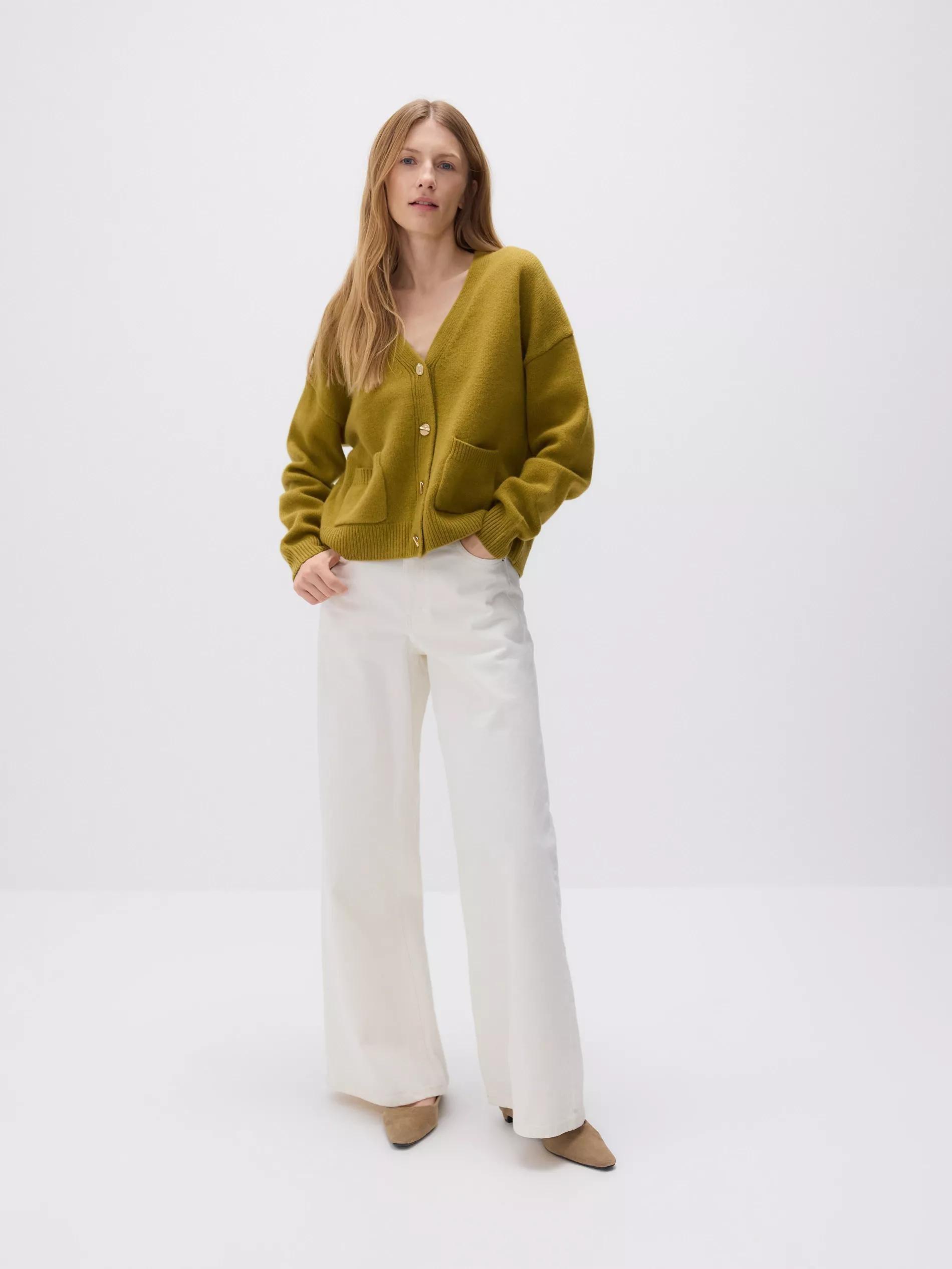 Green Wool Cardigan With Pockets, , large image number 1