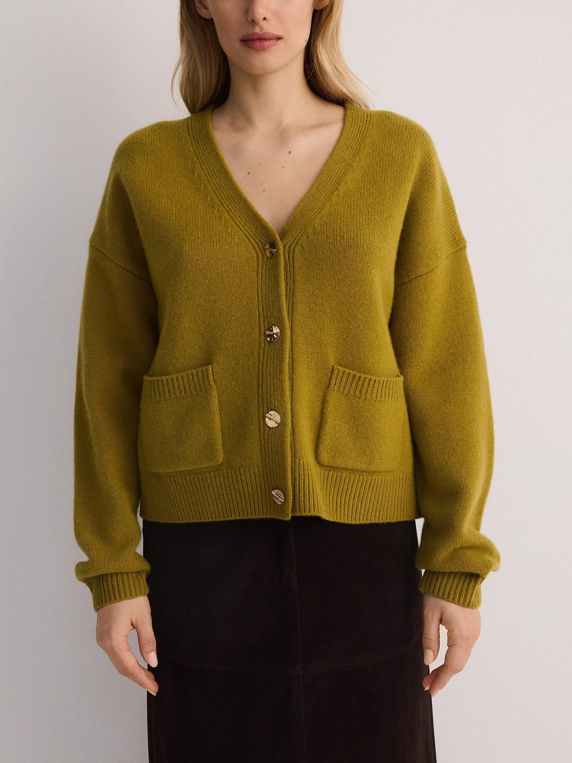 Green Wool Cardigan With Pockets, , large image number 1