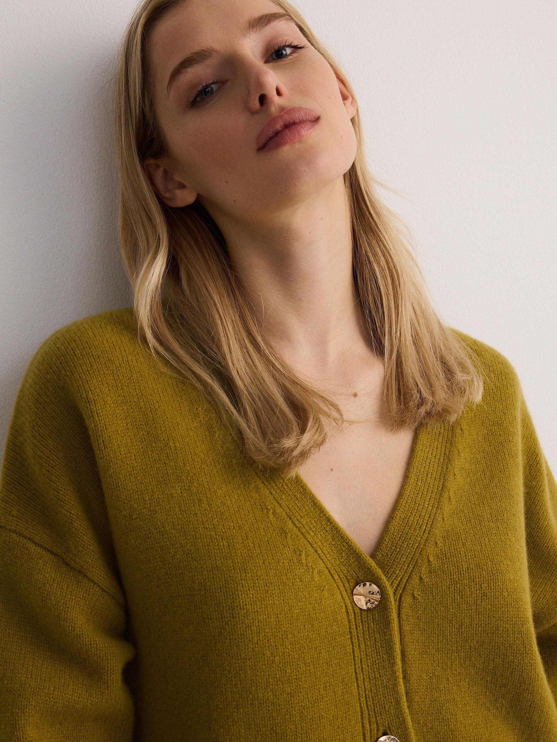 Green Wool Cardigan With Pockets, , large image number 2