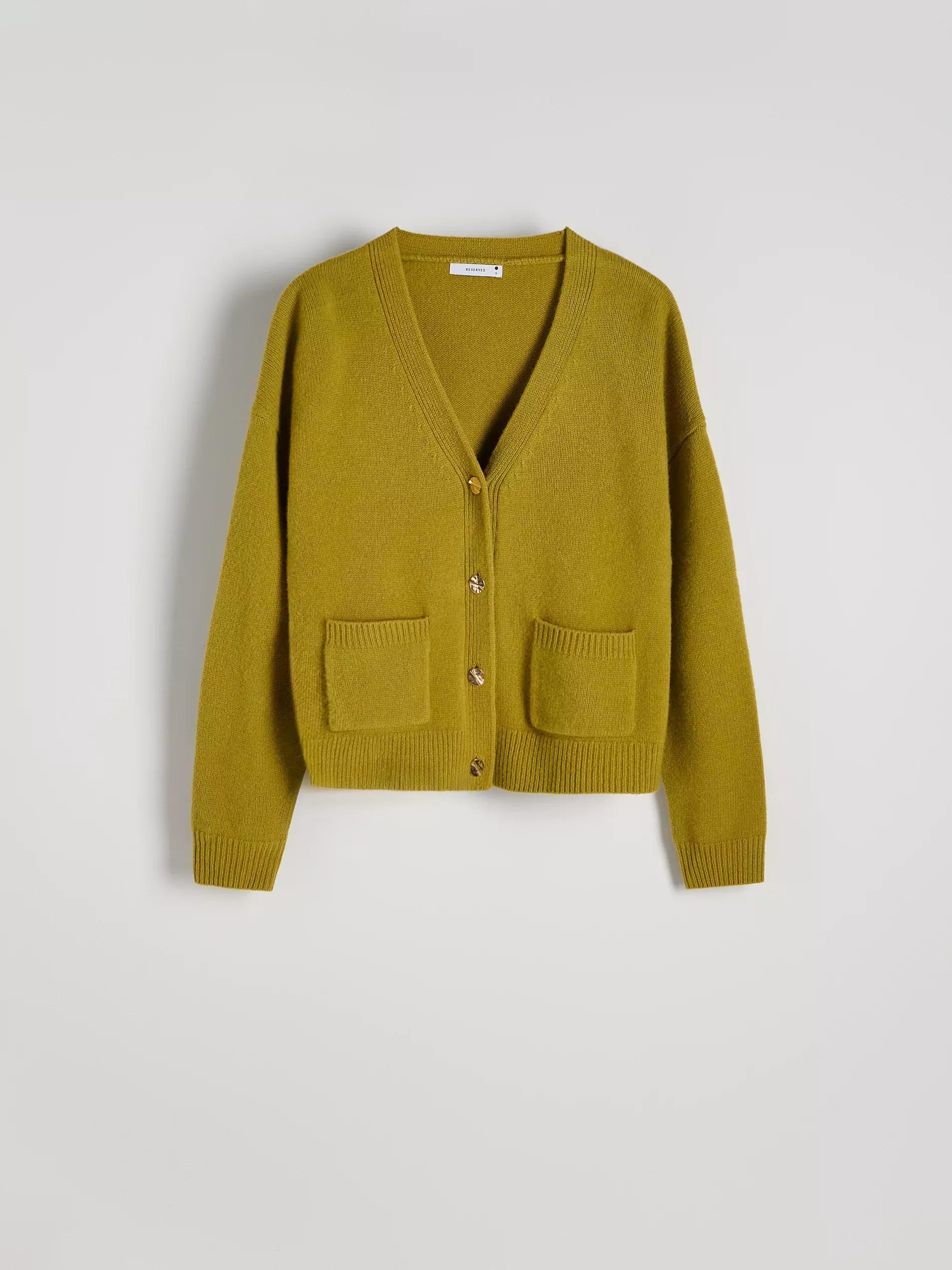 Green Wool Cardigan With Pockets, , large image number 4