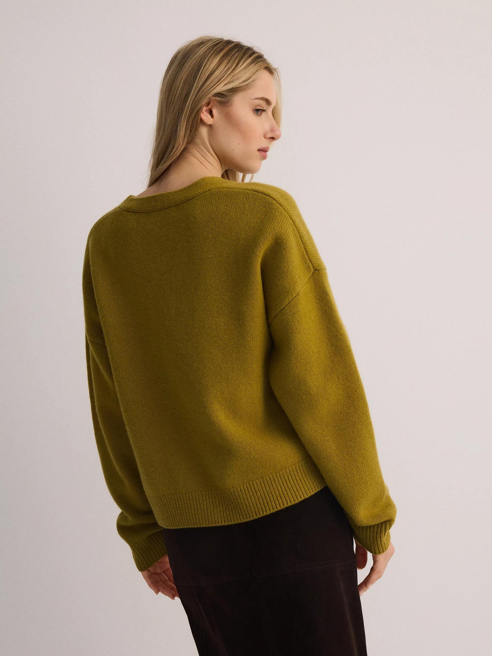 Green Wool Cardigan With Pockets, , large image number 4